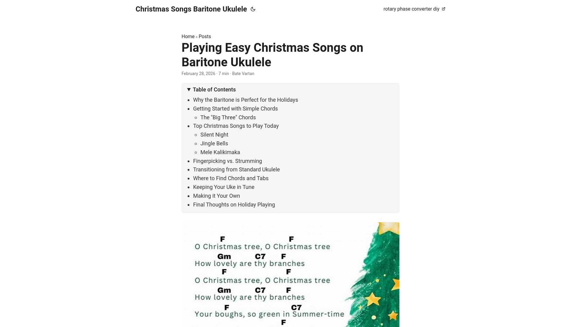 website screenshot of https://christmas-songs-baritone-ukulele.pages.dev/