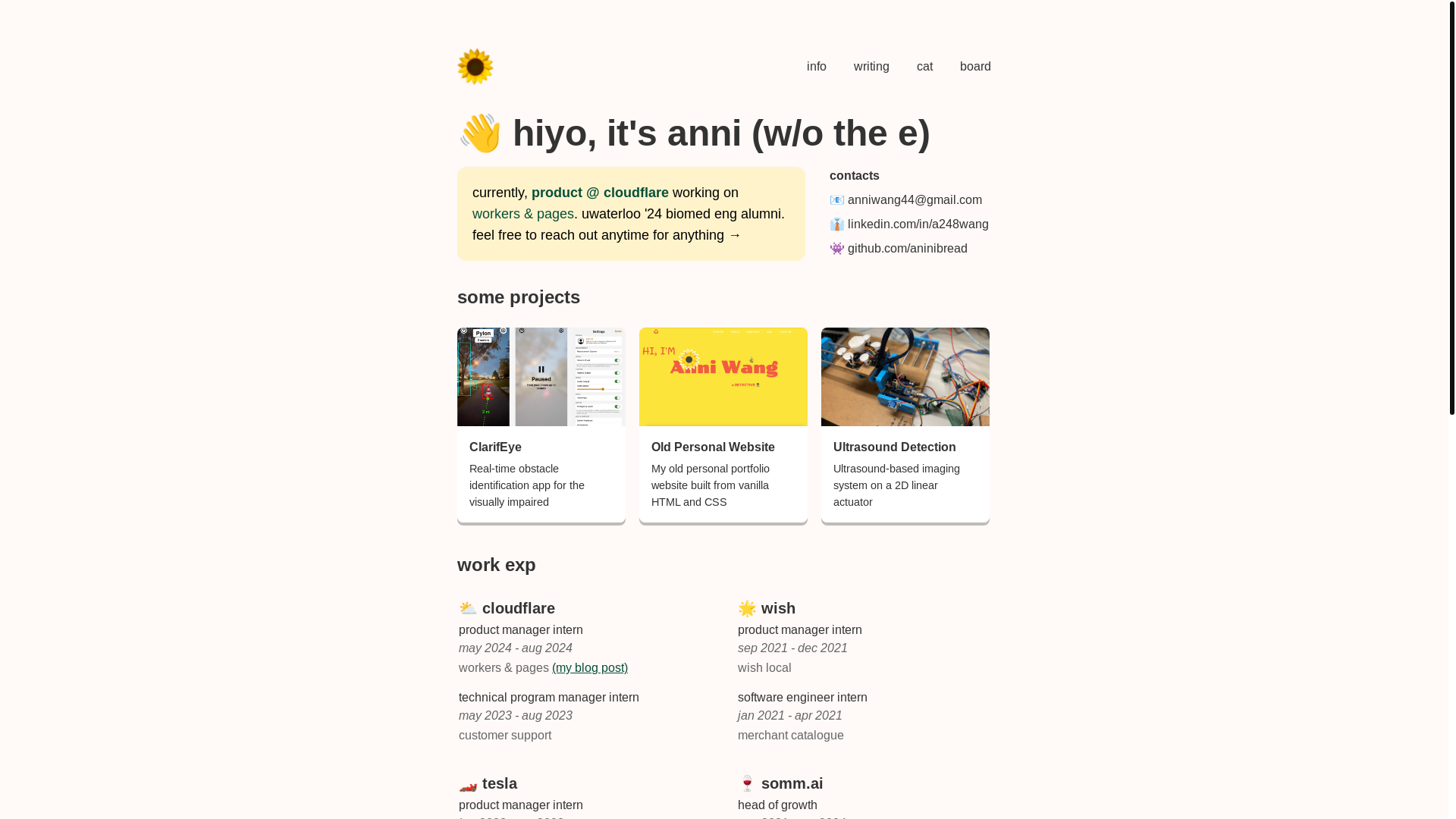website screenshot of https://anniwang.pages.dev/