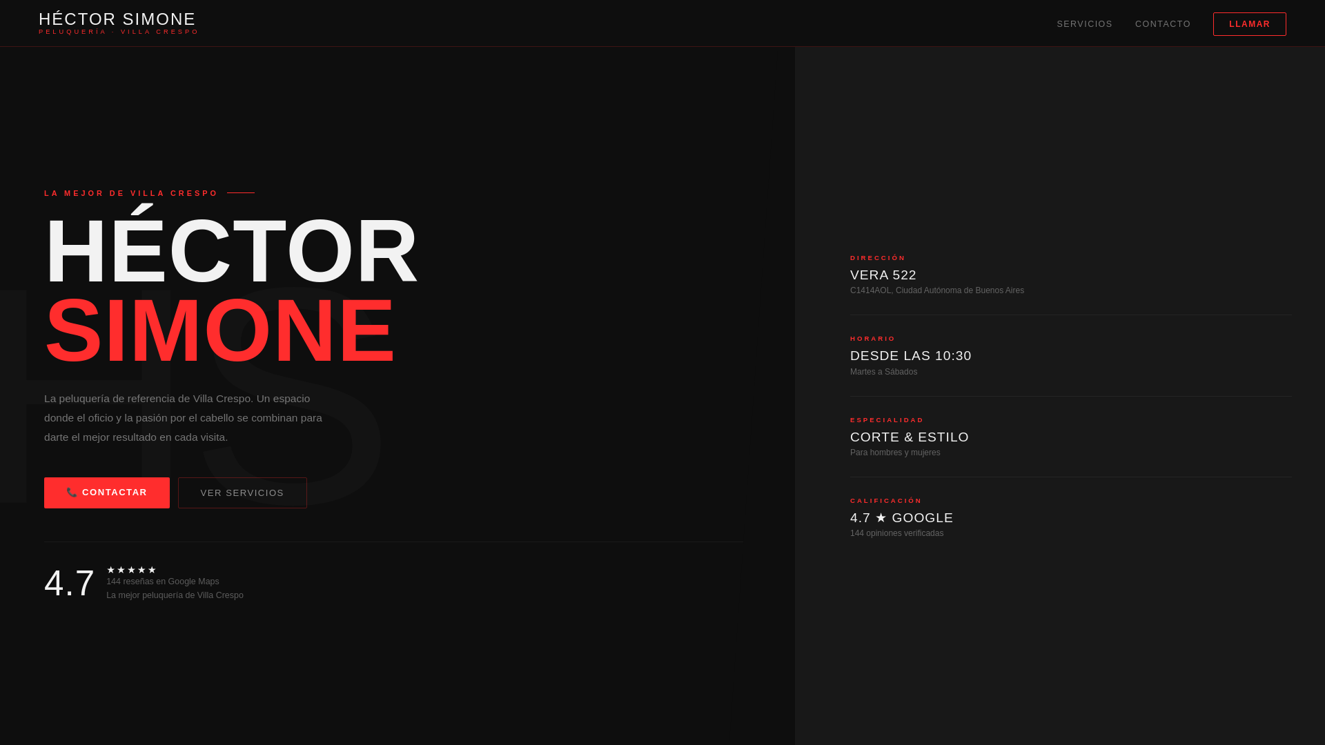 website screenshot of https://peluqueriahectorsimone.pages.dev/