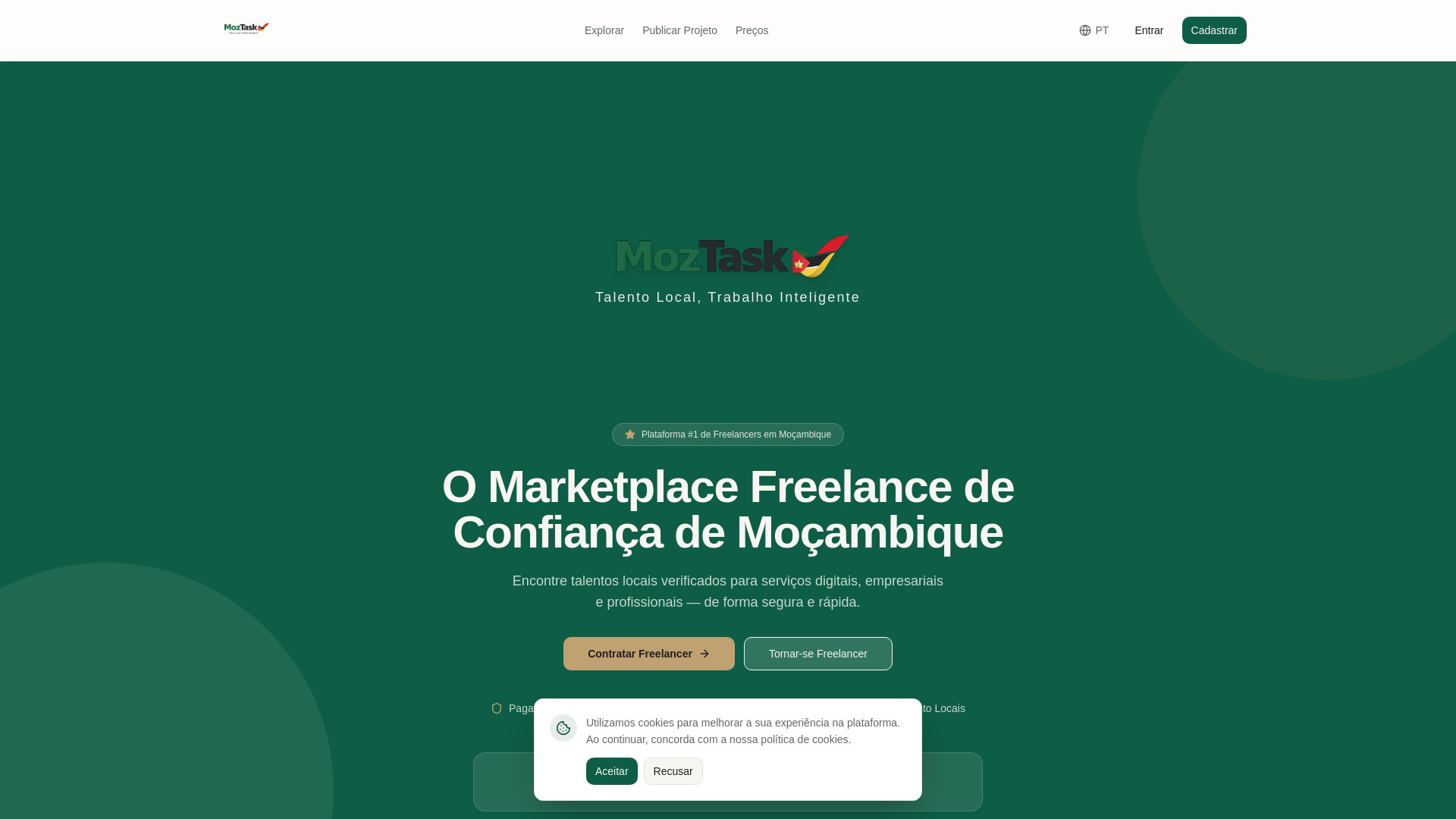 website screenshot of https://moztask.co.mz