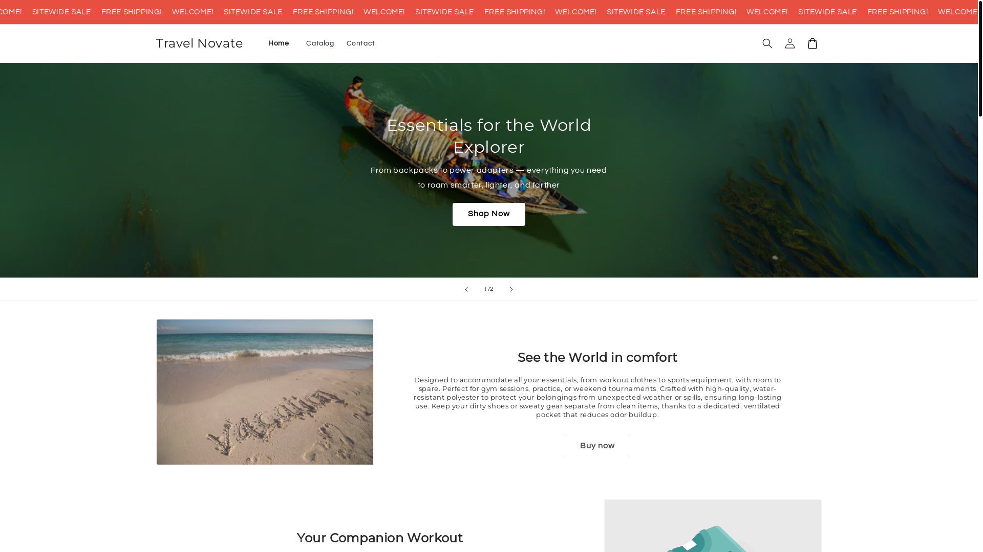 website screenshot of https://travelnovate.store/