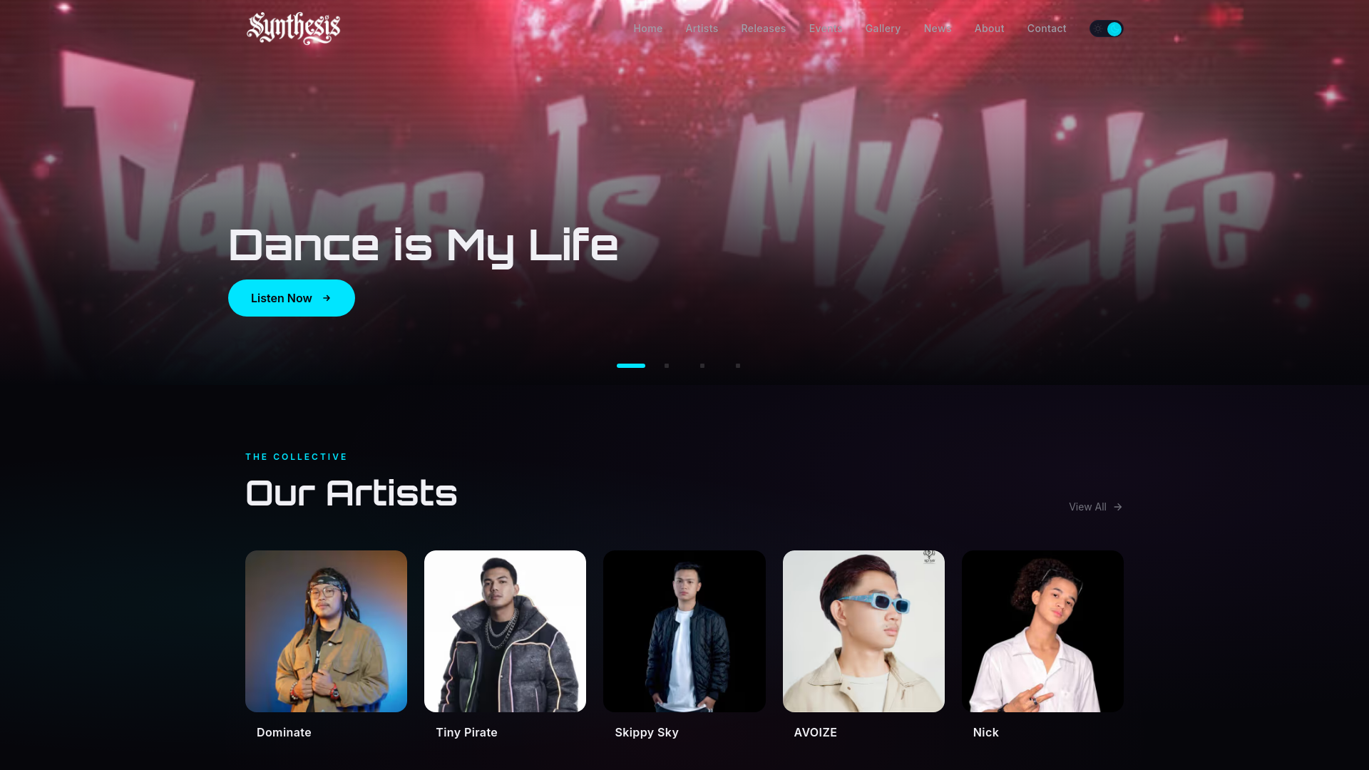 website screenshot of https://synthesisrecord.com