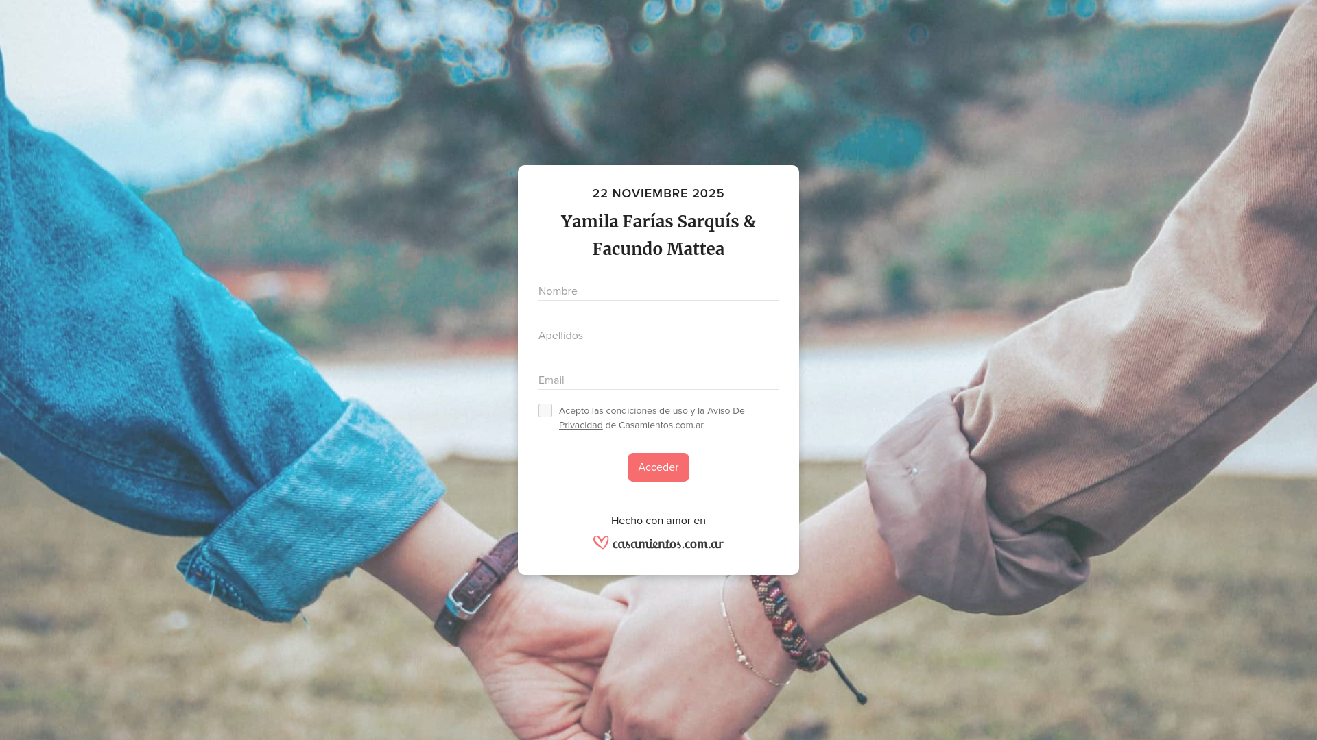 website screenshot of https://yamilayfacundo.com/