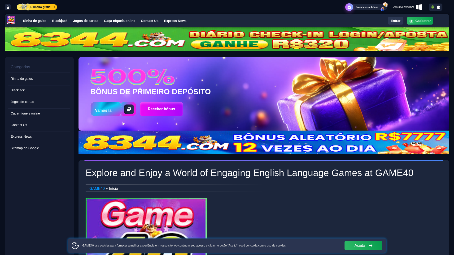 website screenshot of https://game40bets.com/
