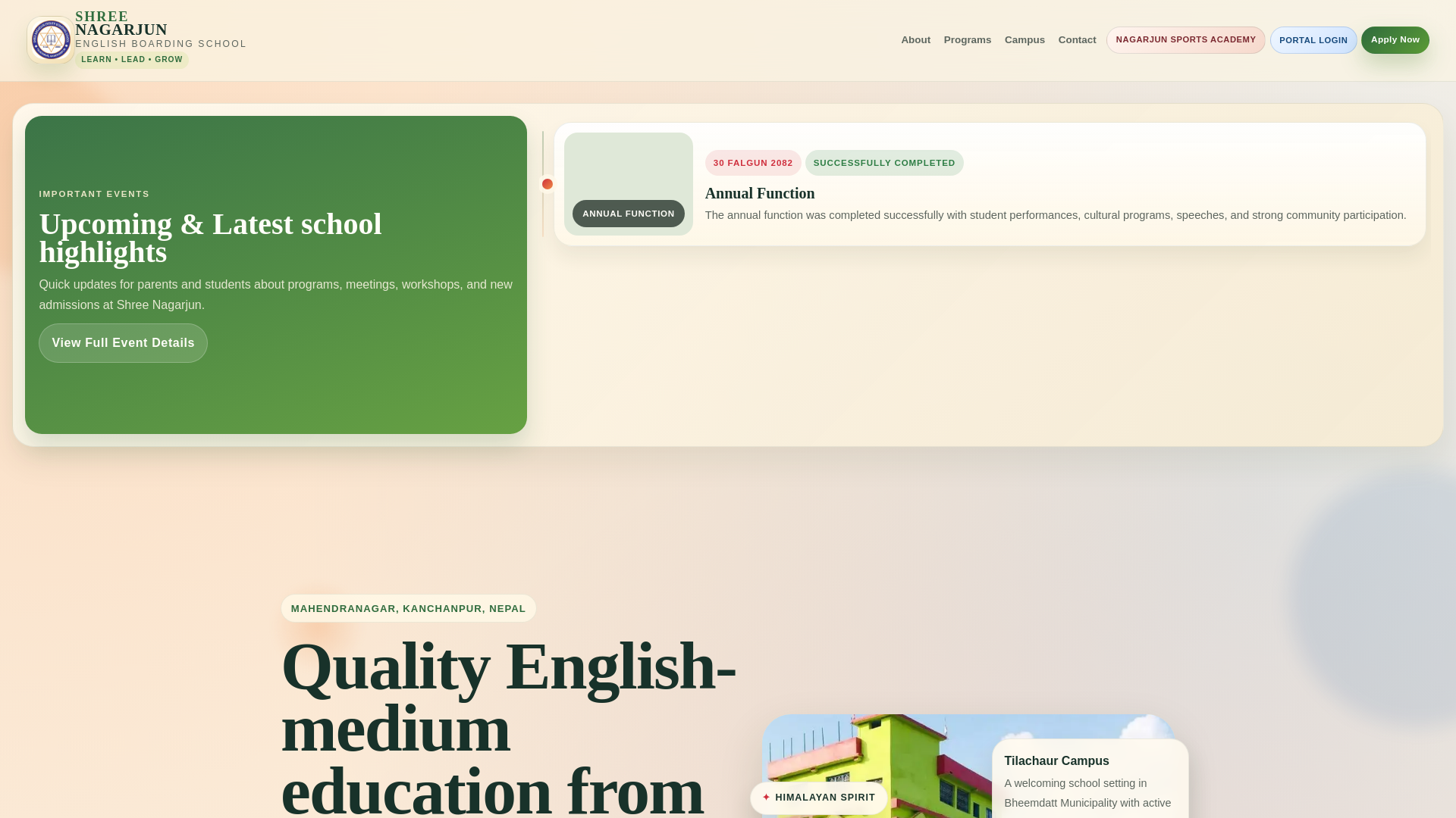 website screenshot of https://schoolnagarjun.net/