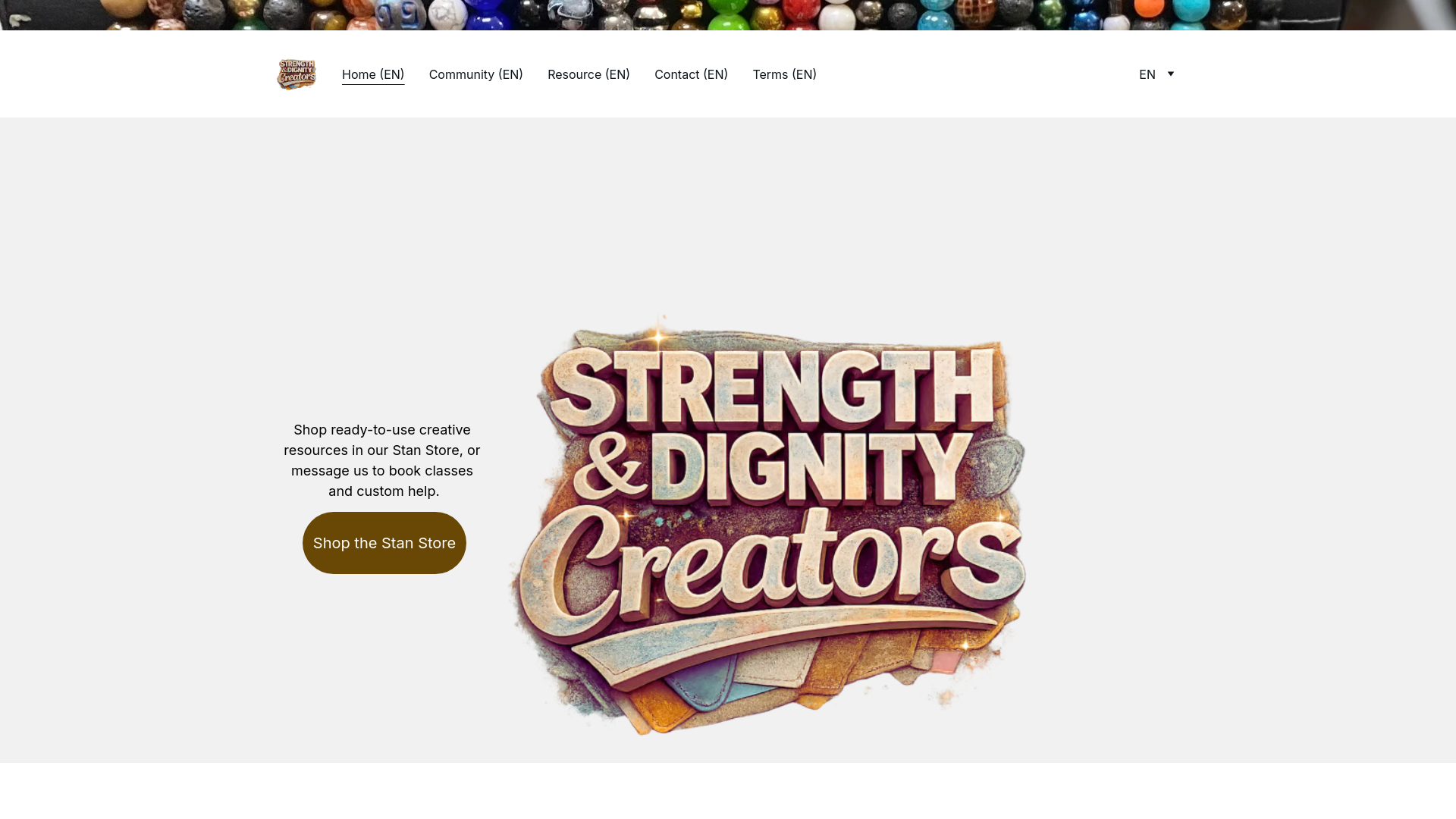 website screenshot of https://strengthdignitycreators.com/