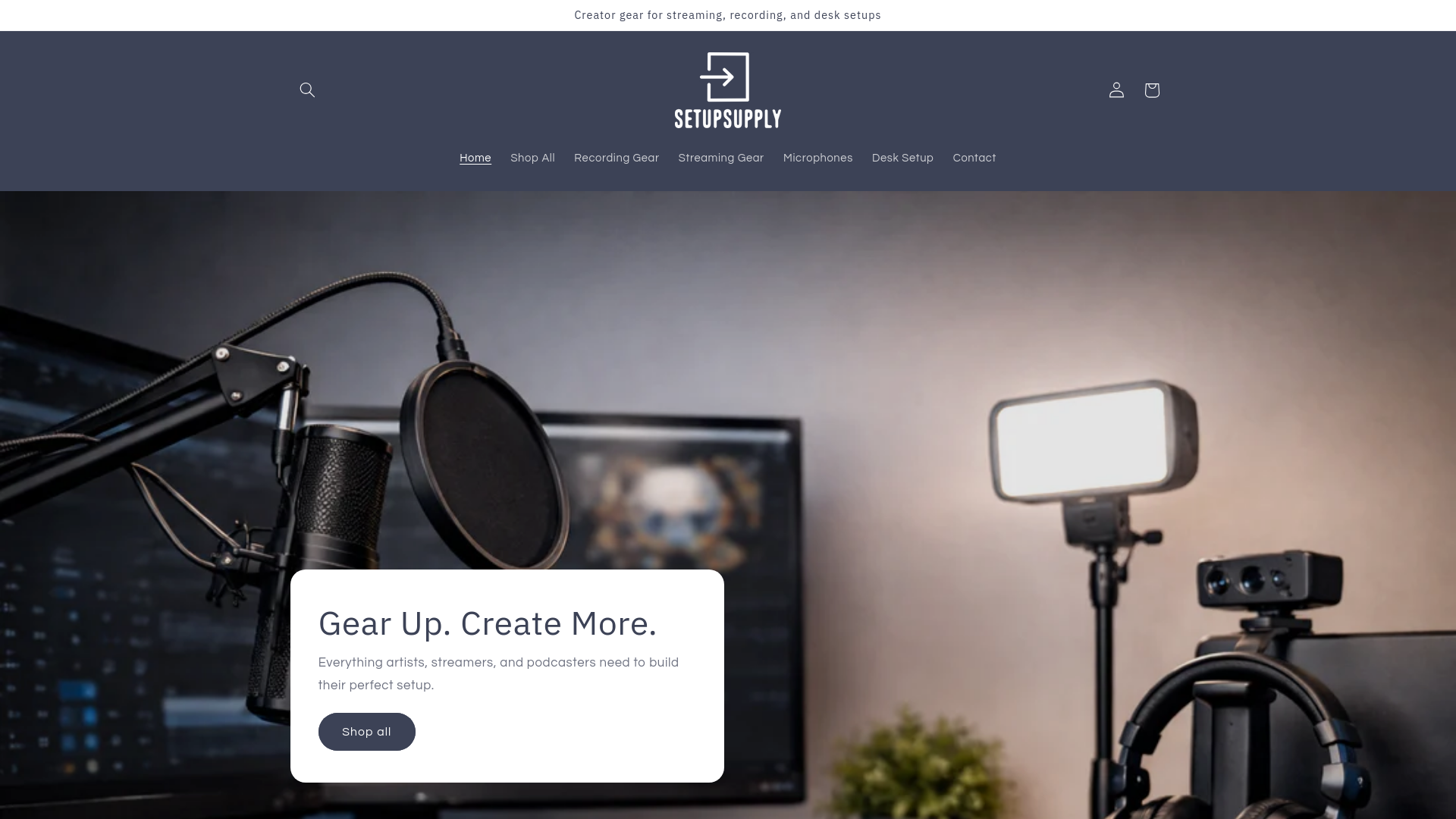 website screenshot of https://setupsupply.shop