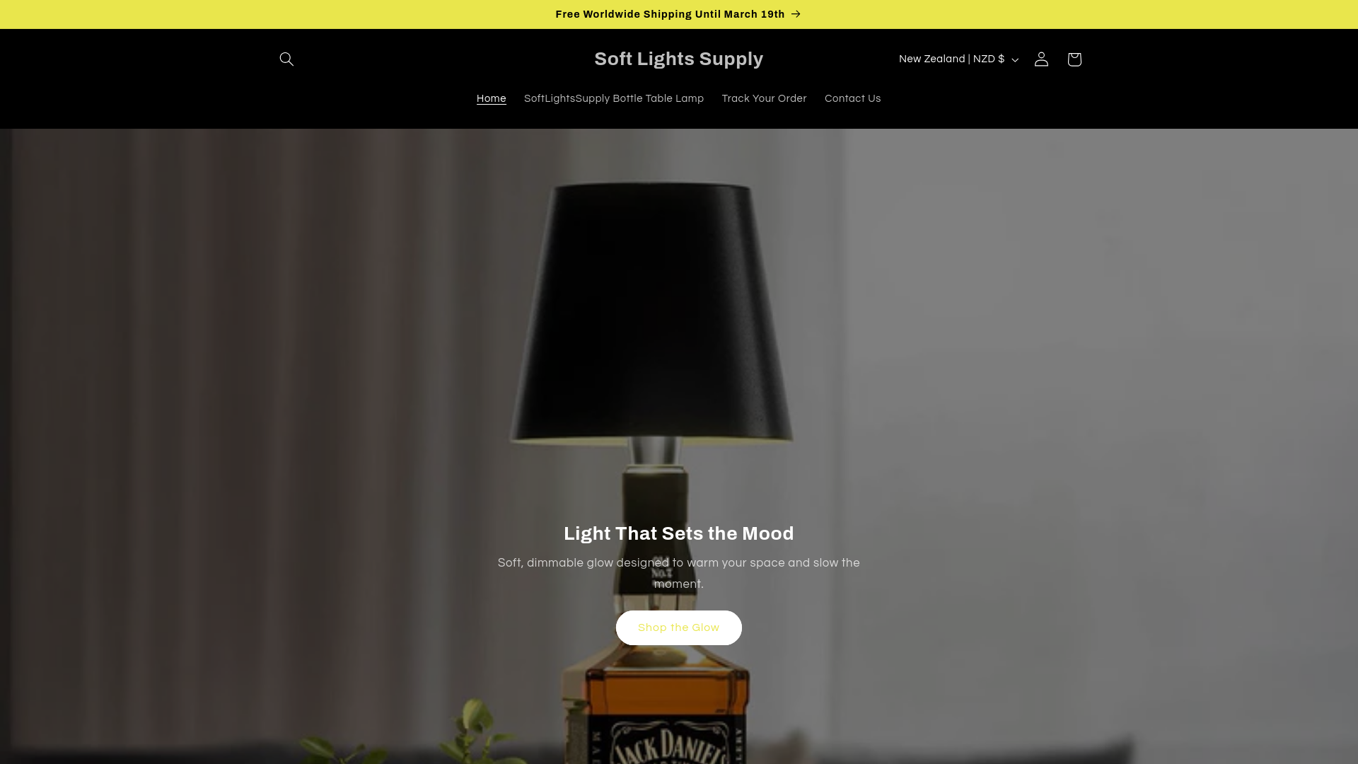 website screenshot of https://softlightssupply.com/