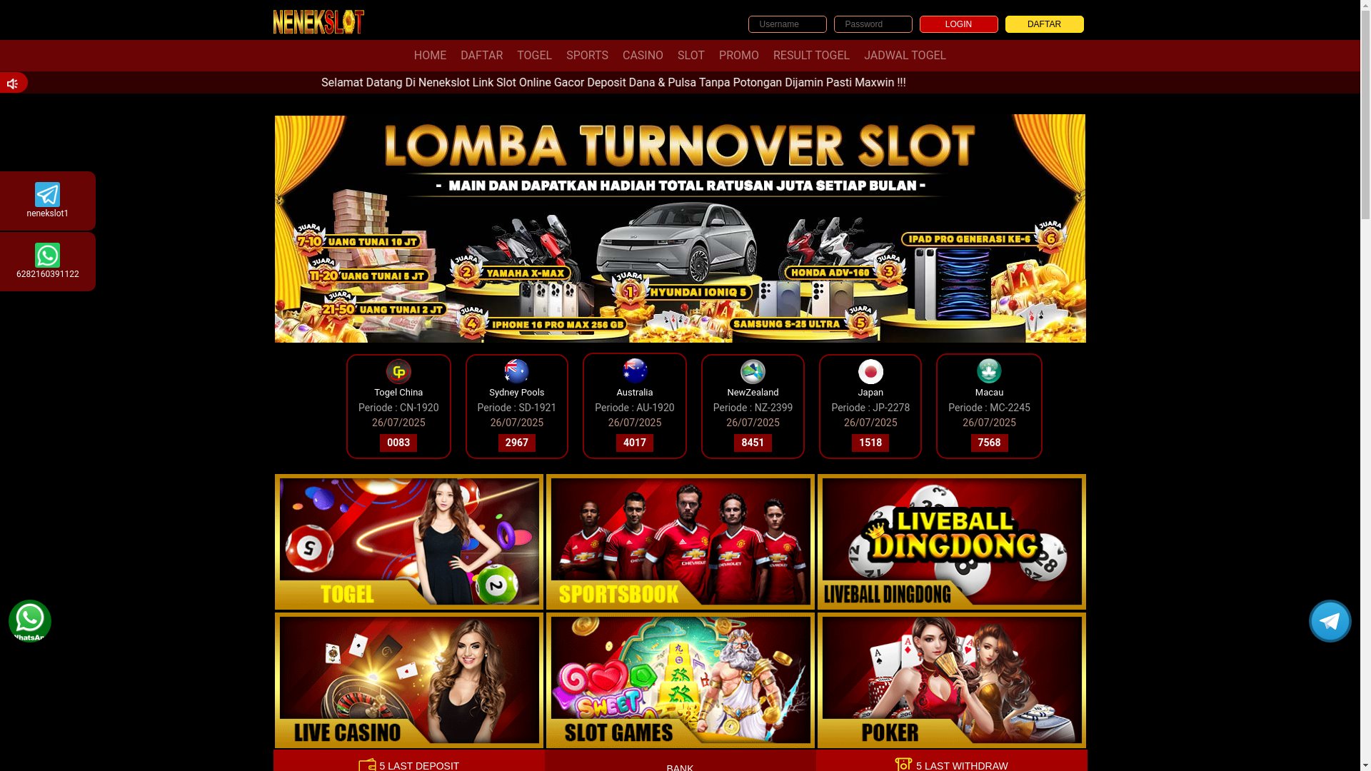 website screenshot of https://nenekslottok5.com/