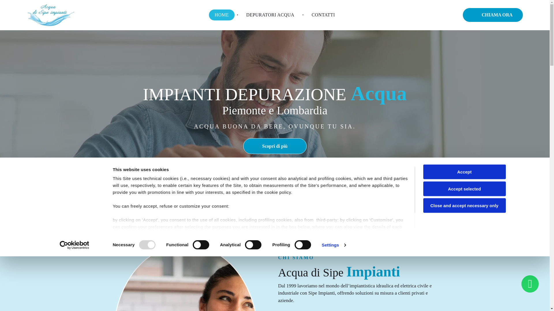 website screenshot of https://acquadisipeimpianti.com/