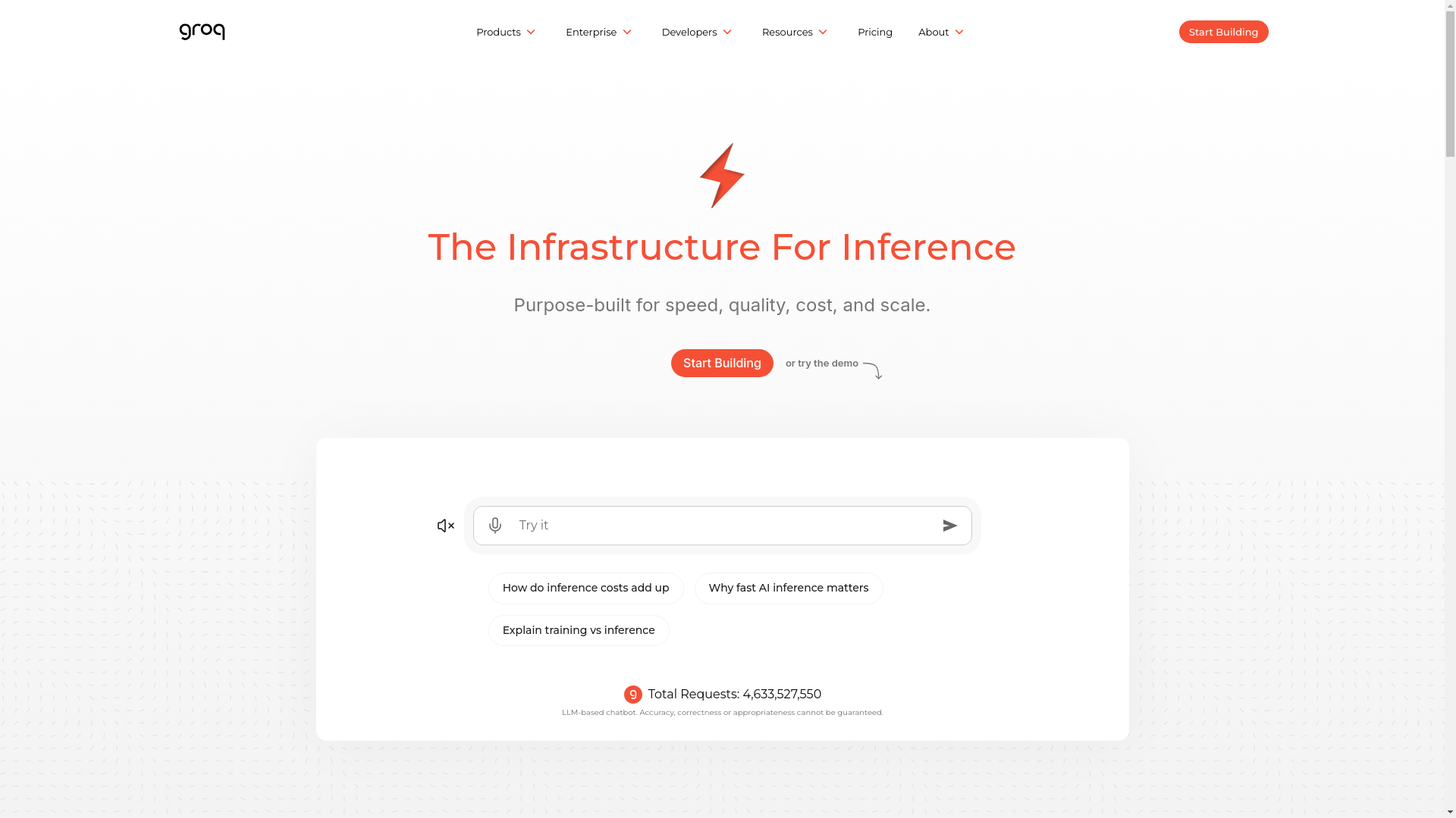 website screenshot of https://groq.com/
