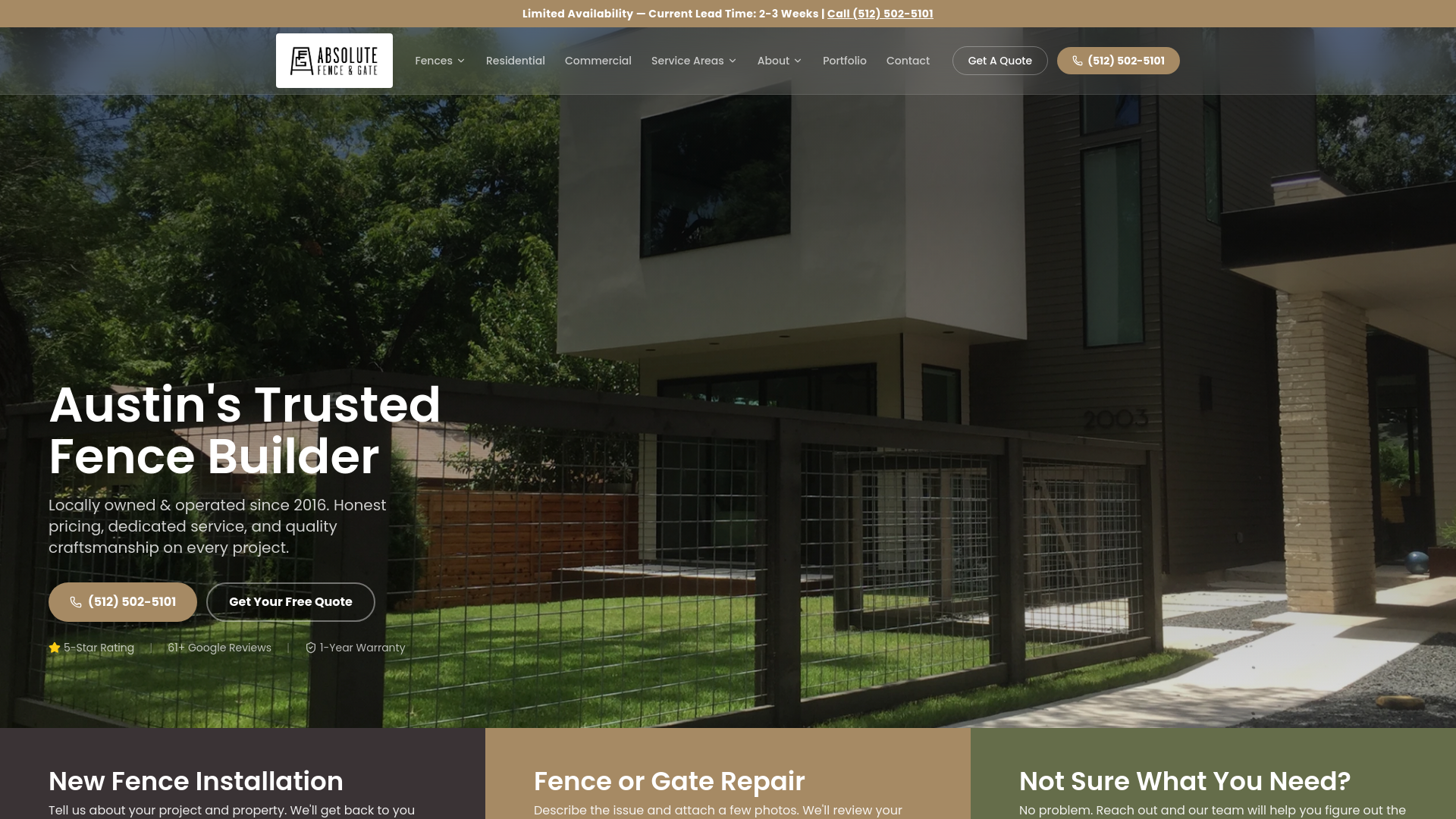 website screenshot of https://absolute-fence-group.pages.dev/