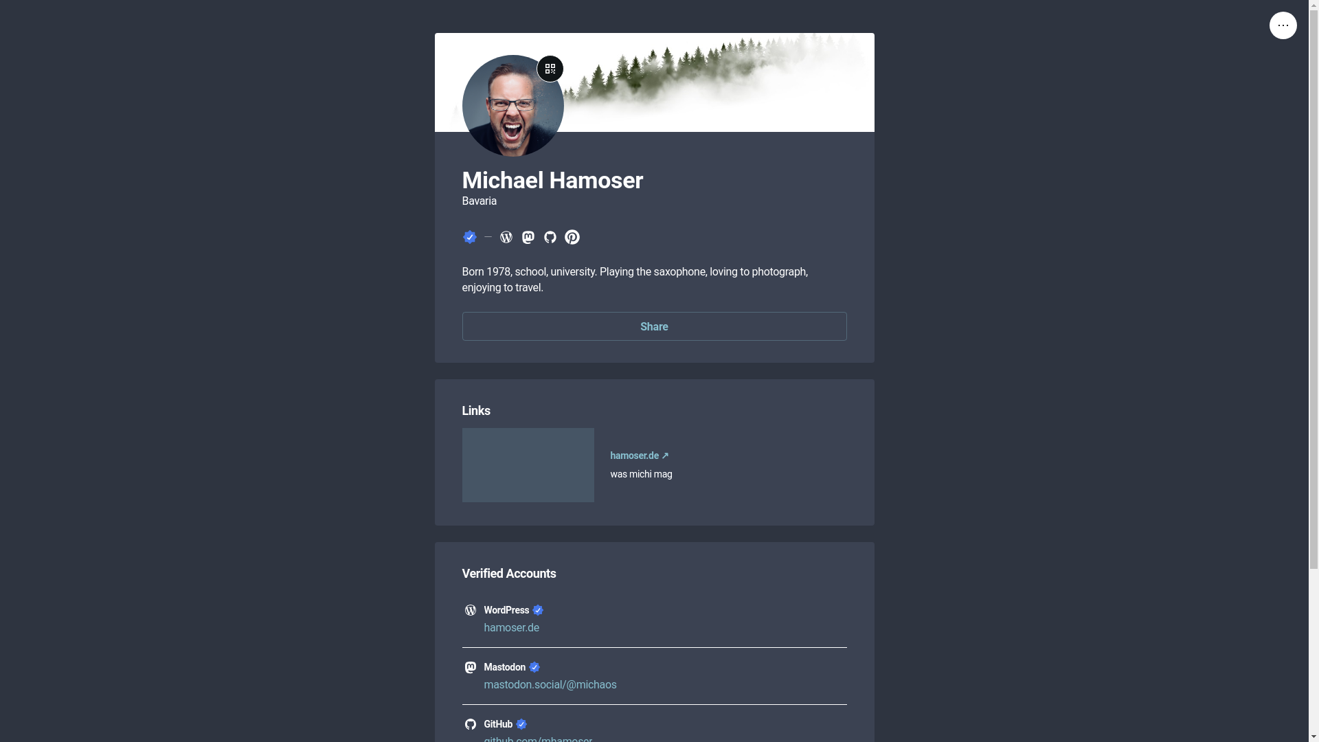 website screenshot of https://hamoser.link/