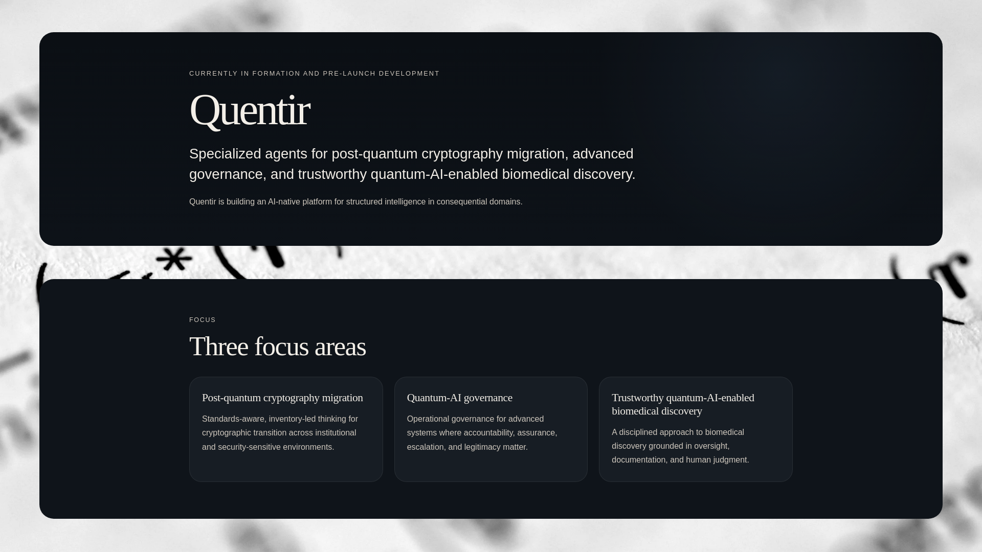 website screenshot of https://quentirlabs.com/