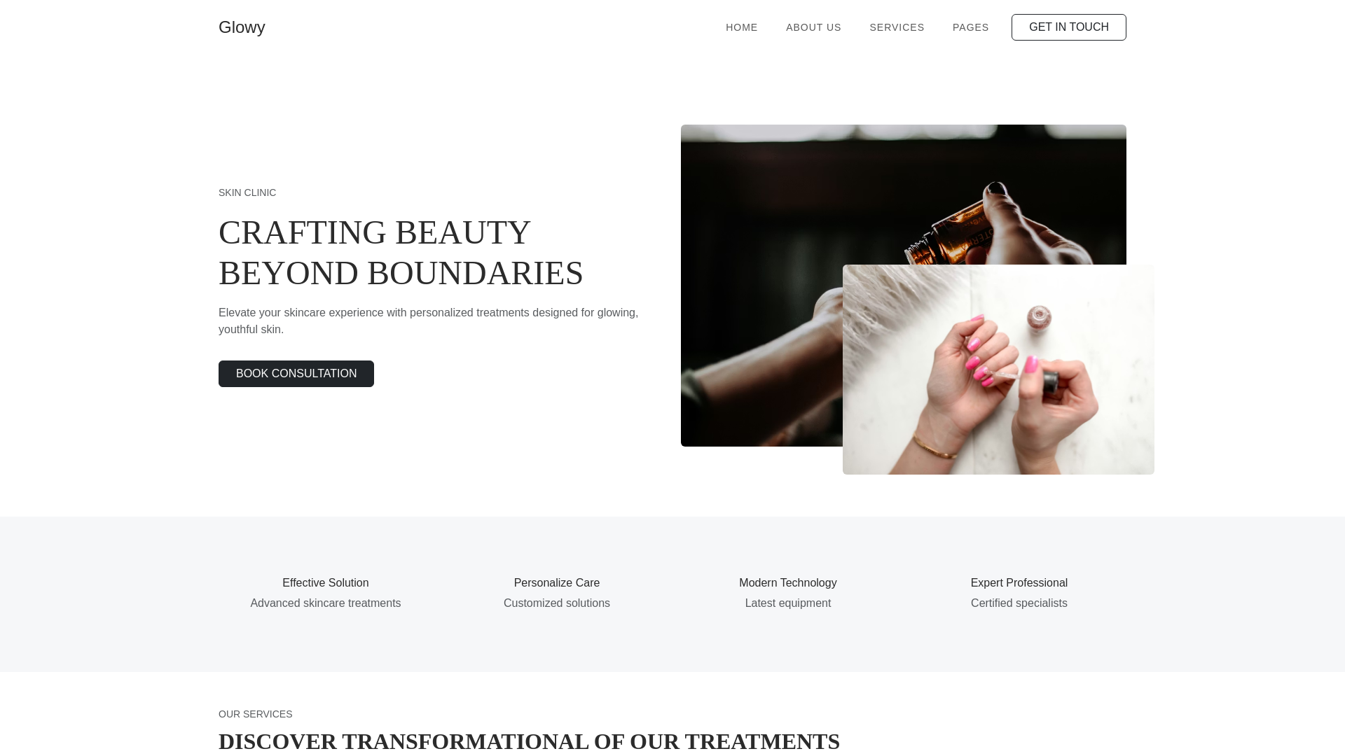 website screenshot of https://glovera.co.in/