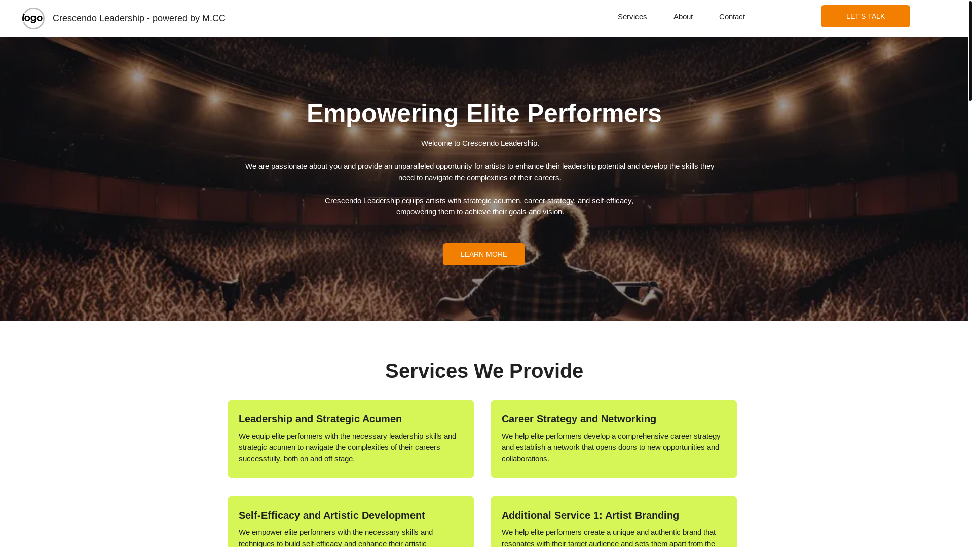 website screenshot of https://crescendo-lead.com/