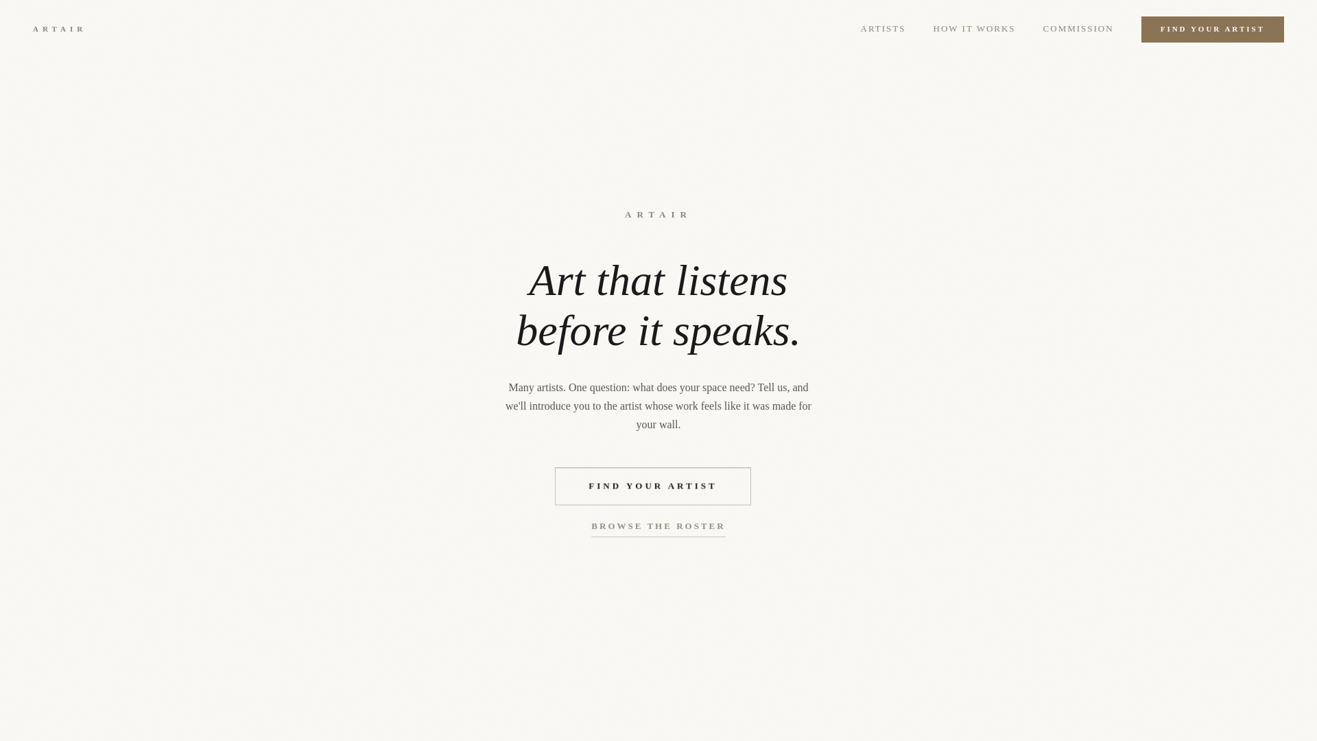website screenshot of https://artair.gallery/