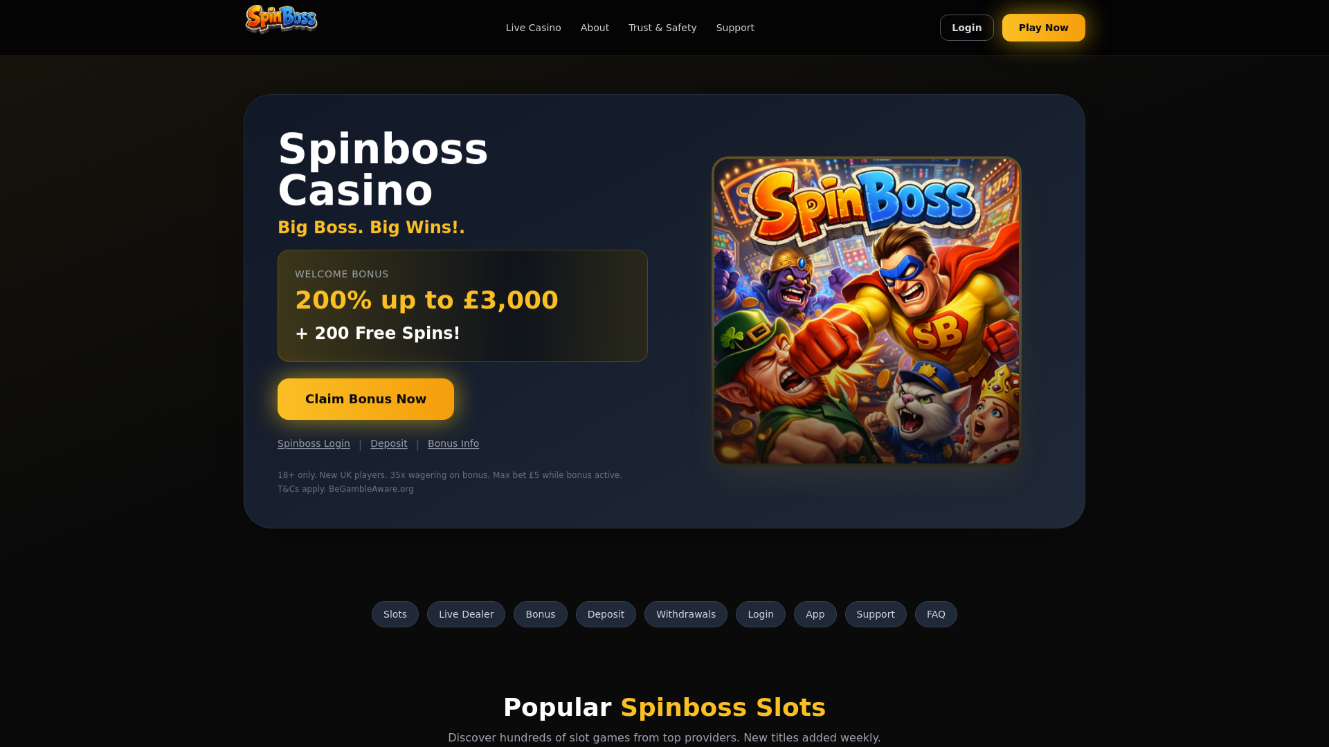 website screenshot of https://spinboss-uk.pages.dev/
