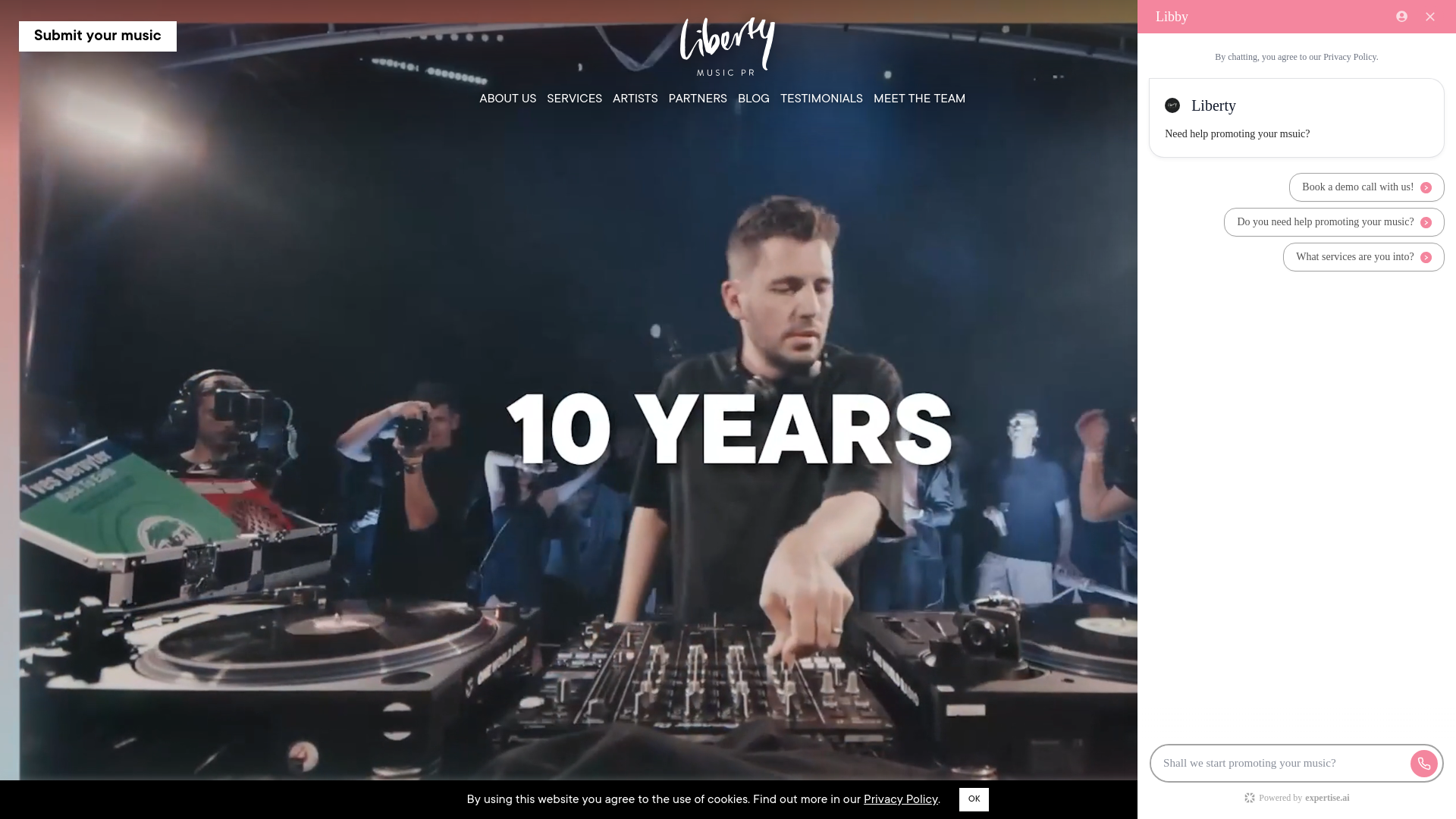 website screenshot of https://teamlibertymusicpr.com