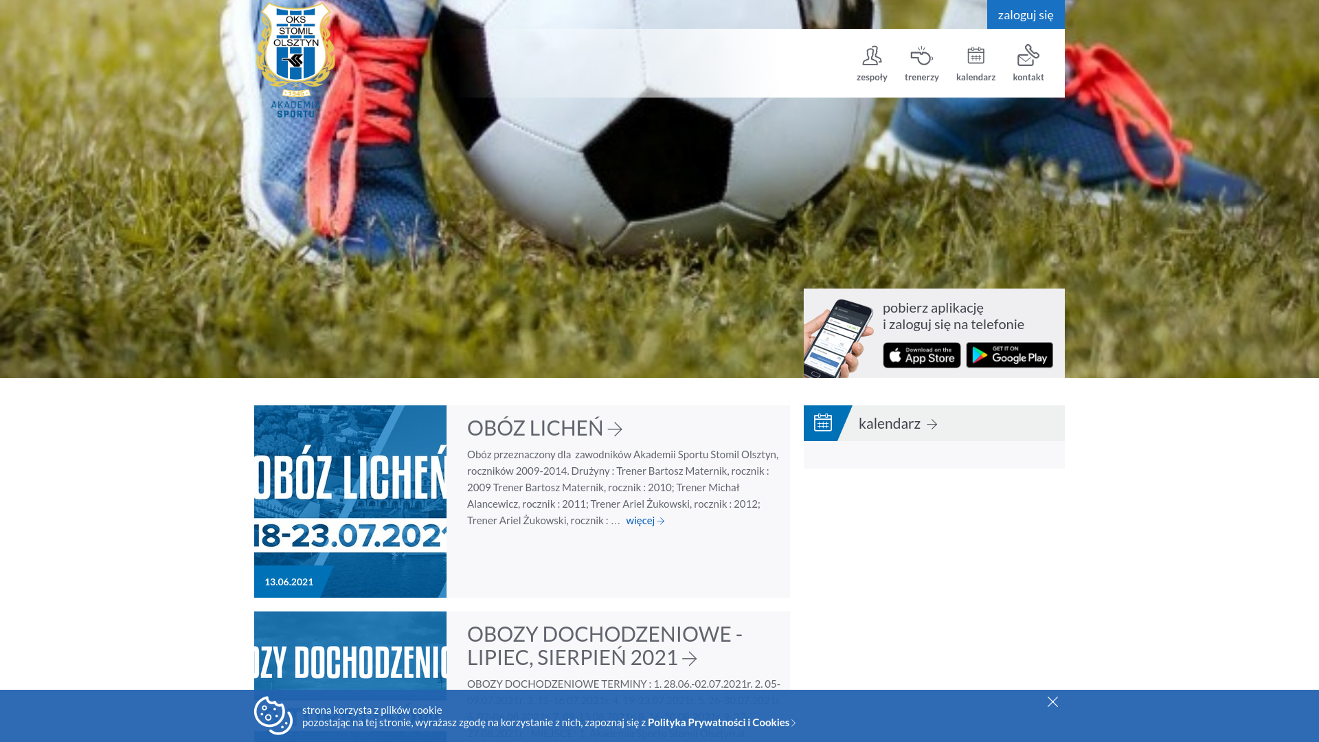 website screenshot of https://fundacjasportustomil.org/