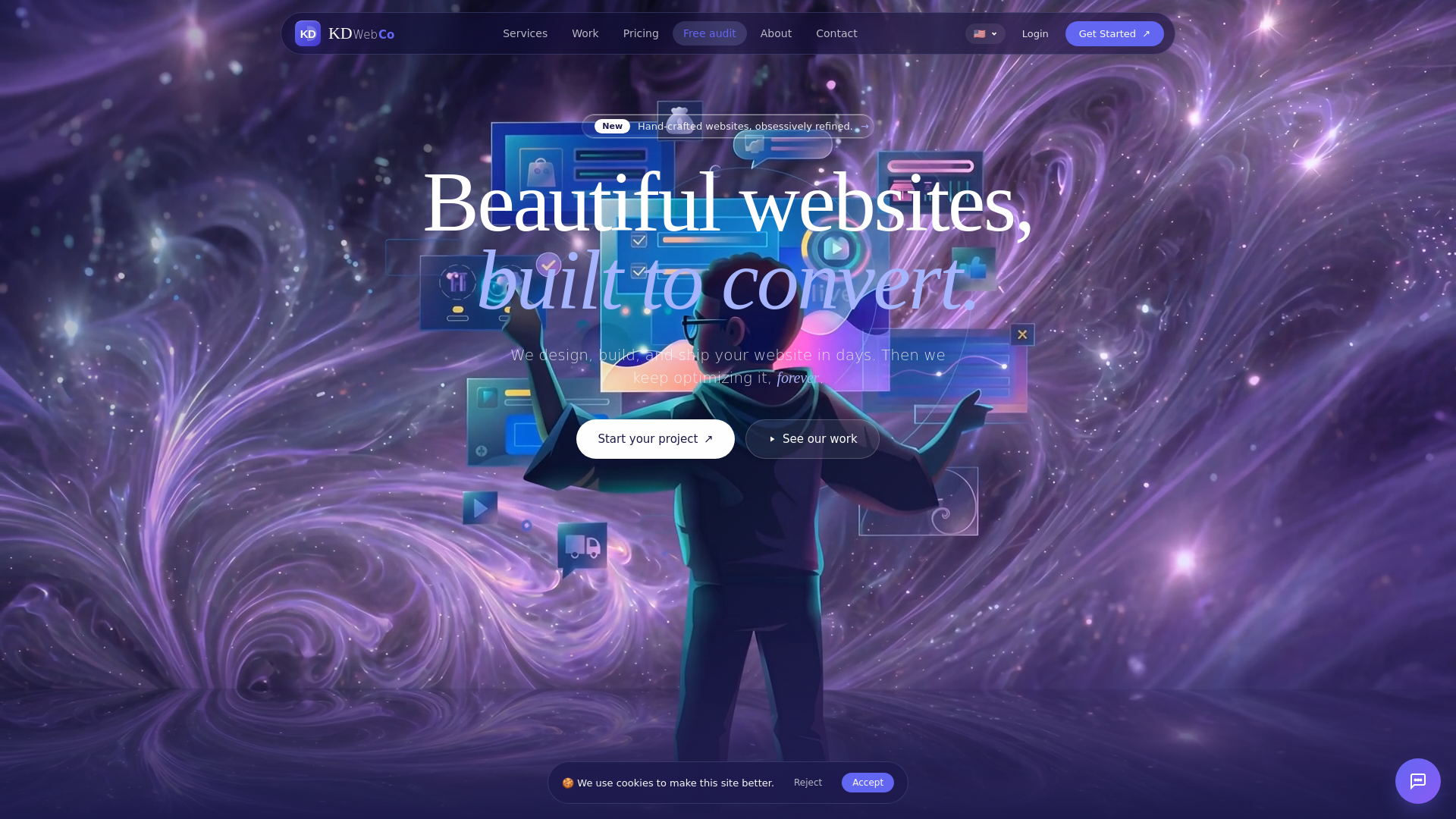 website screenshot of https://kdwebcorp.com/