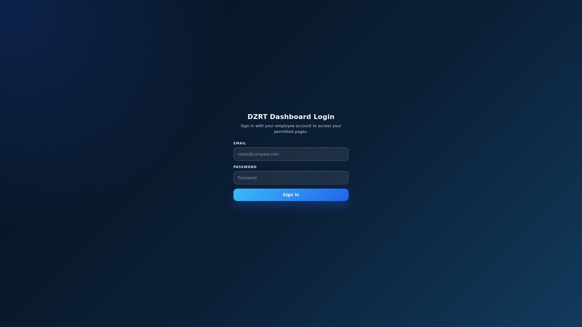 website screenshot of https://dzrtdashboard.com/