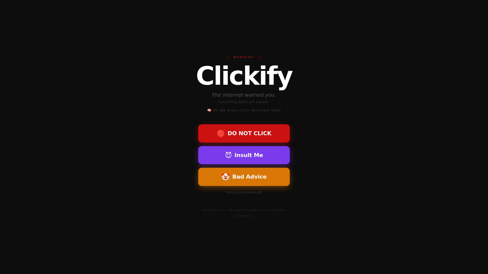 website screenshot of https://clickify.fun/
