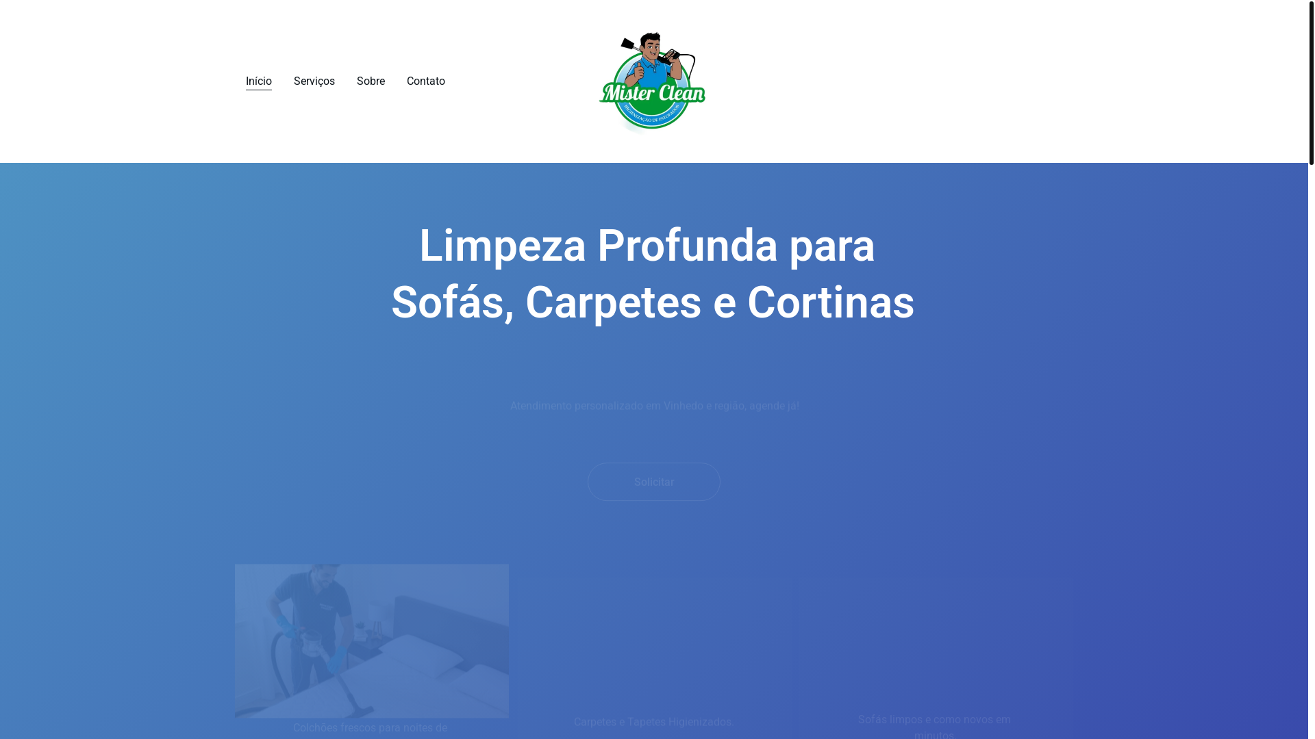 website screenshot of https://mistercleanvinhedo.com.br/