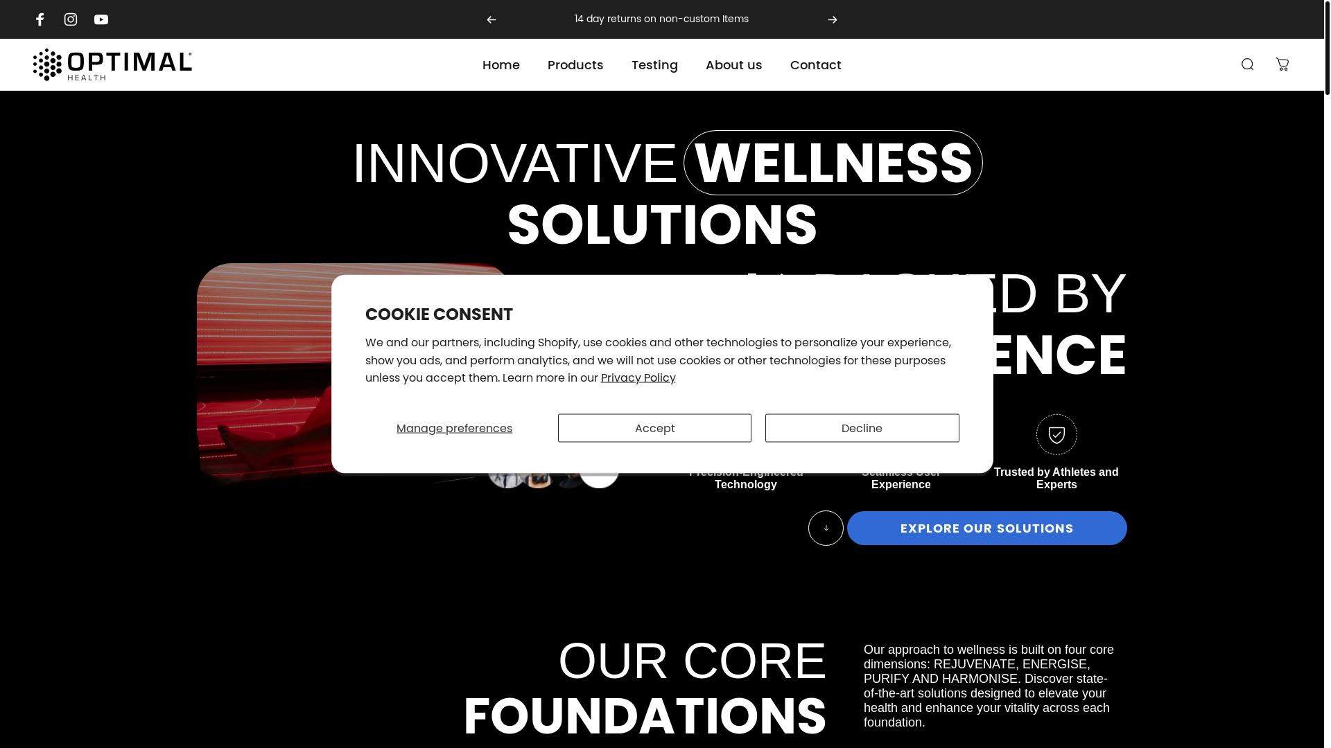 website screenshot of https://teamoptimalhealth.com/
