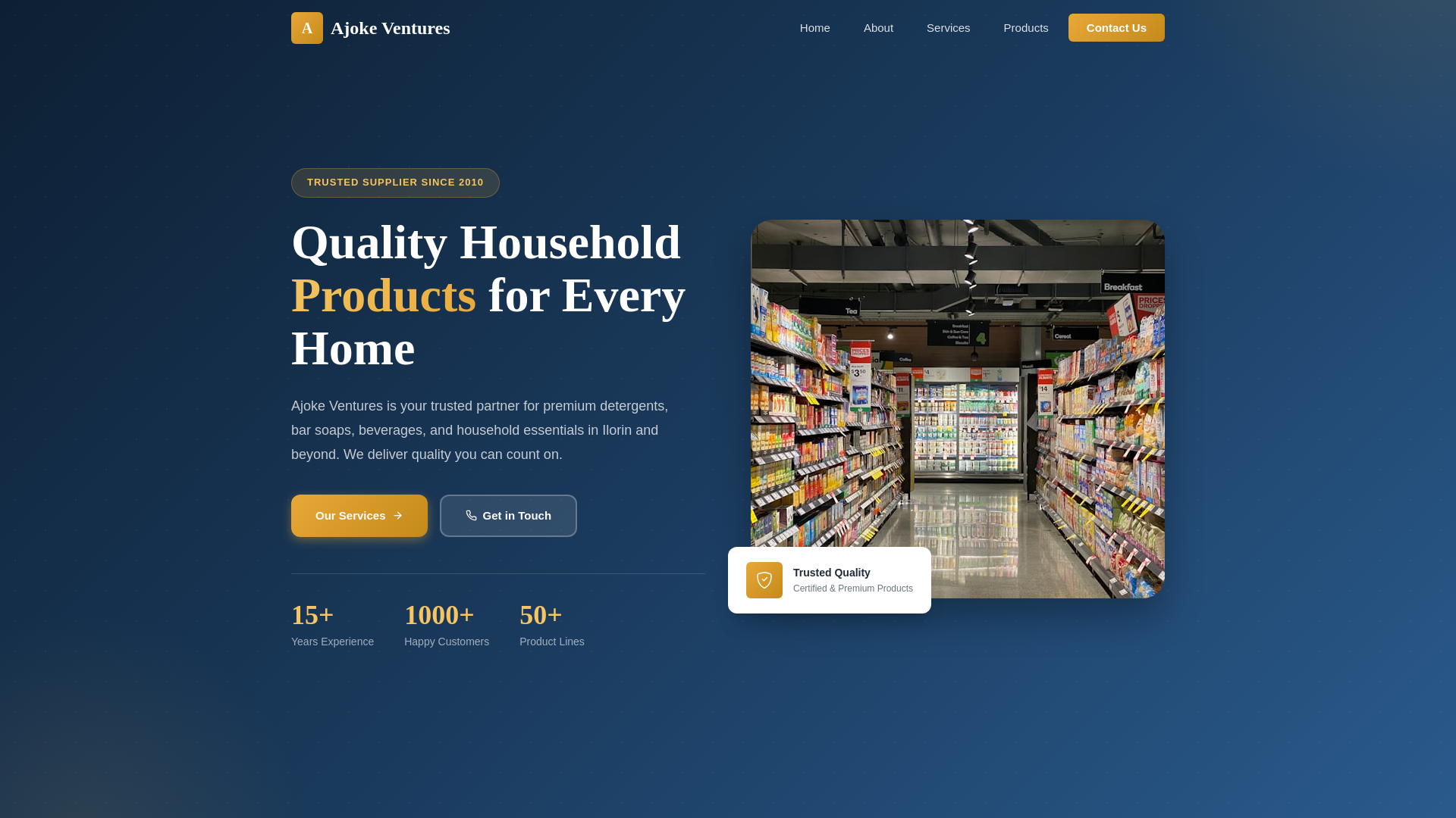 website screenshot of https://ajokeshaoventures.com/