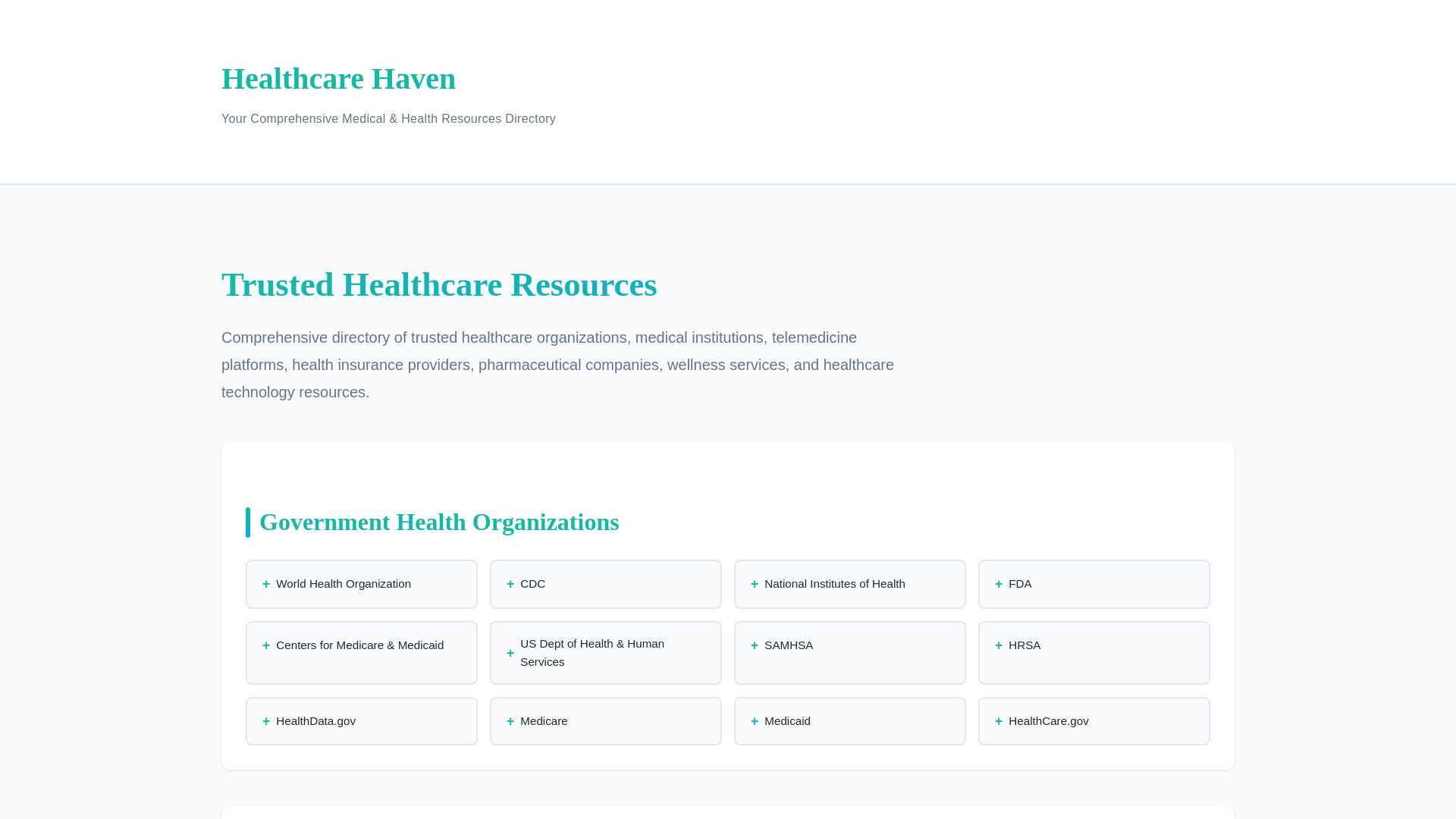 website screenshot of https://healthcare-haven.com/