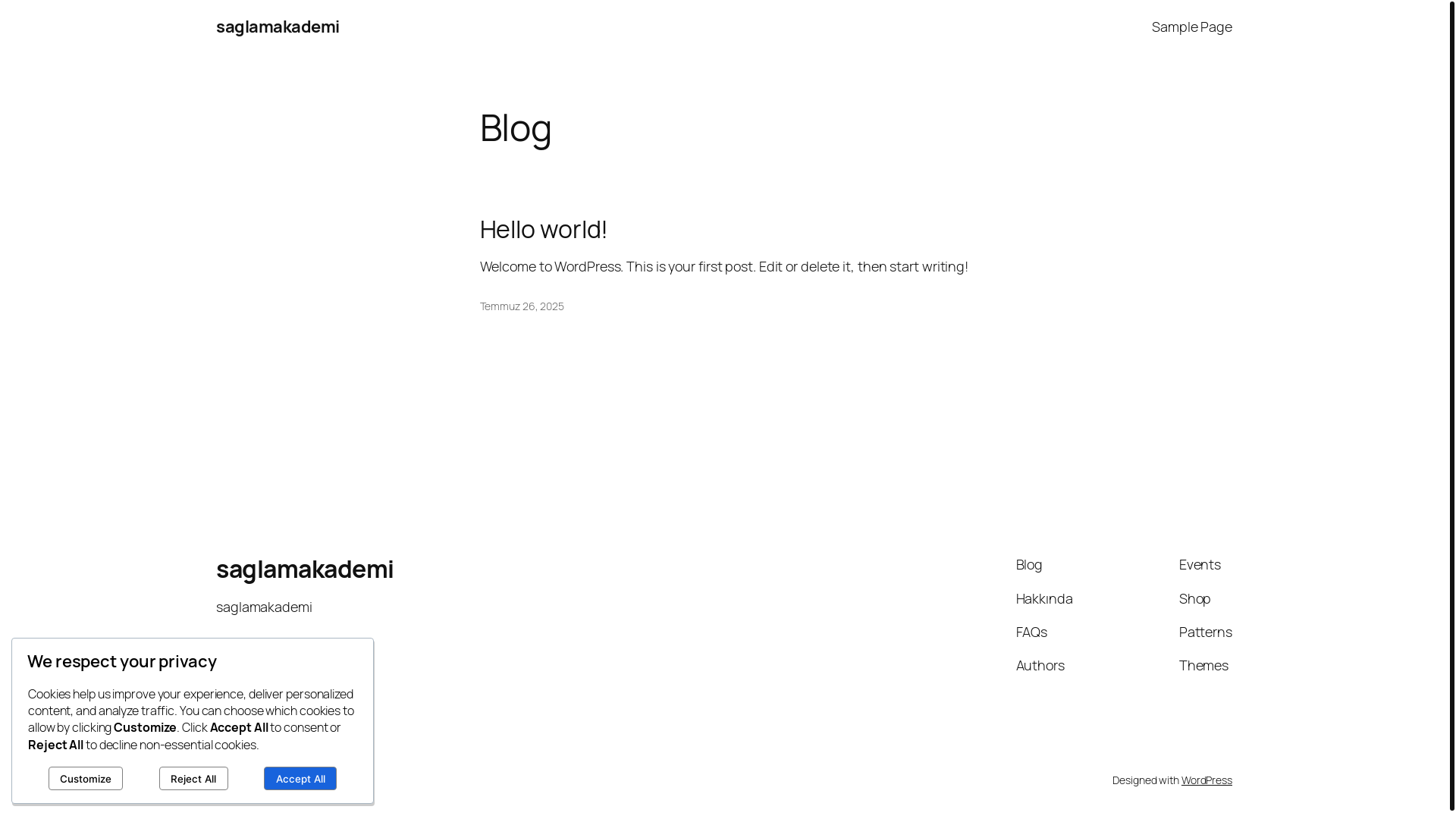 website screenshot of https://saglamakademi.com.tr/