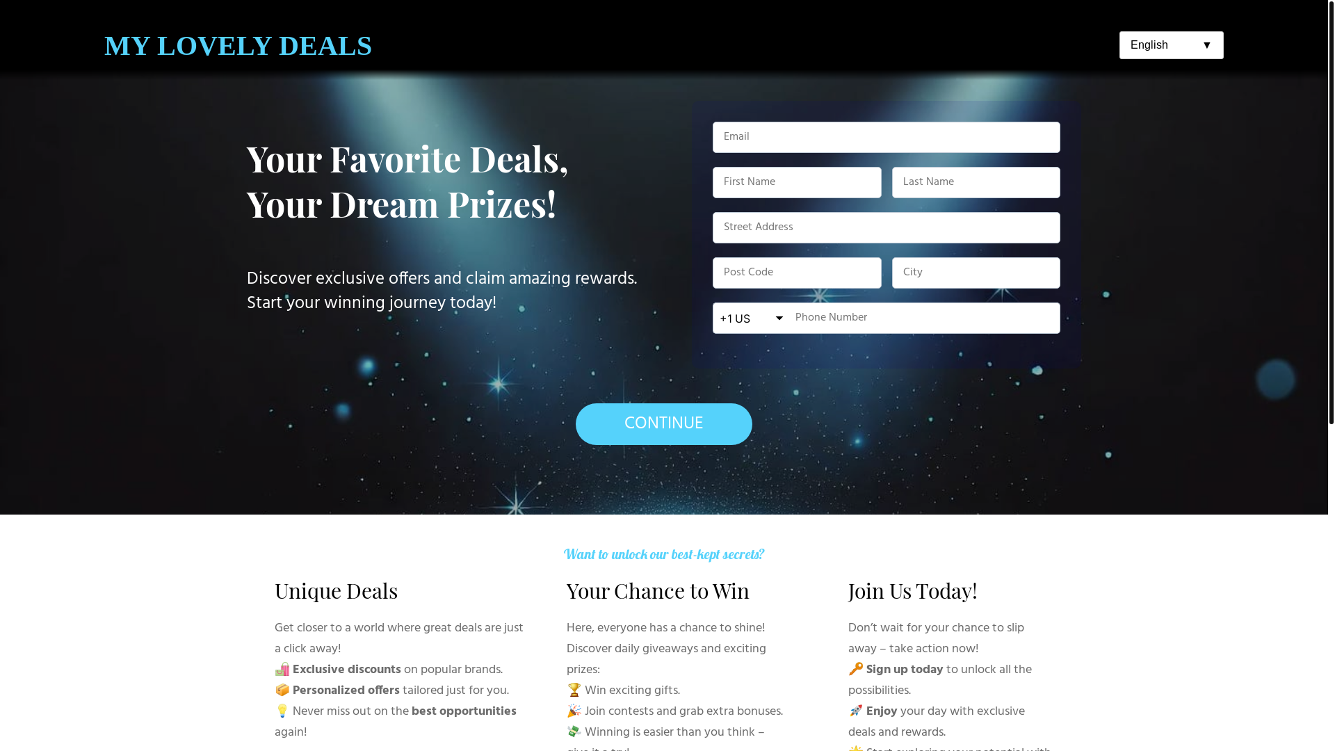 website screenshot of https://mylovelydeals.space/