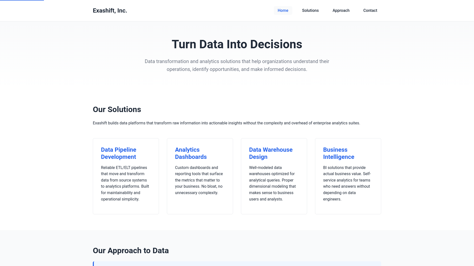 website screenshot of https://exashift.pages.dev/