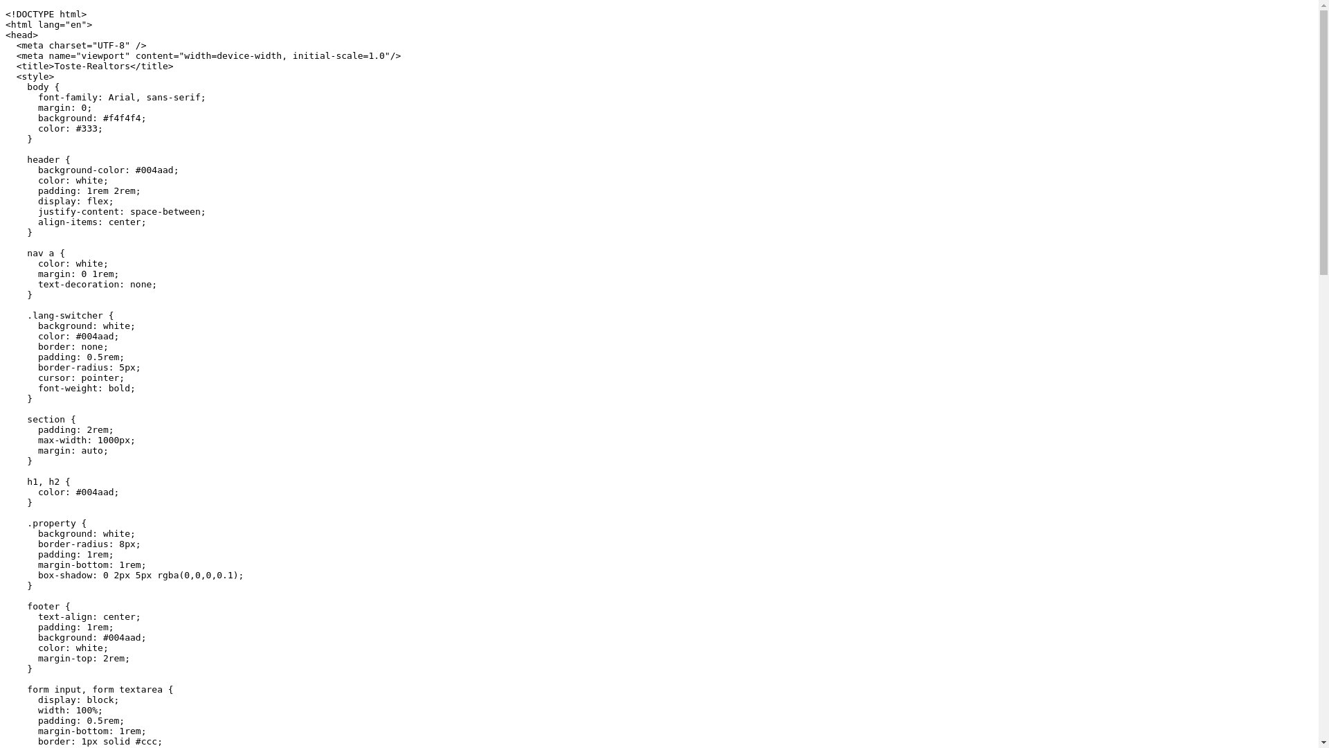 website screenshot of https://toste-realtors.com/