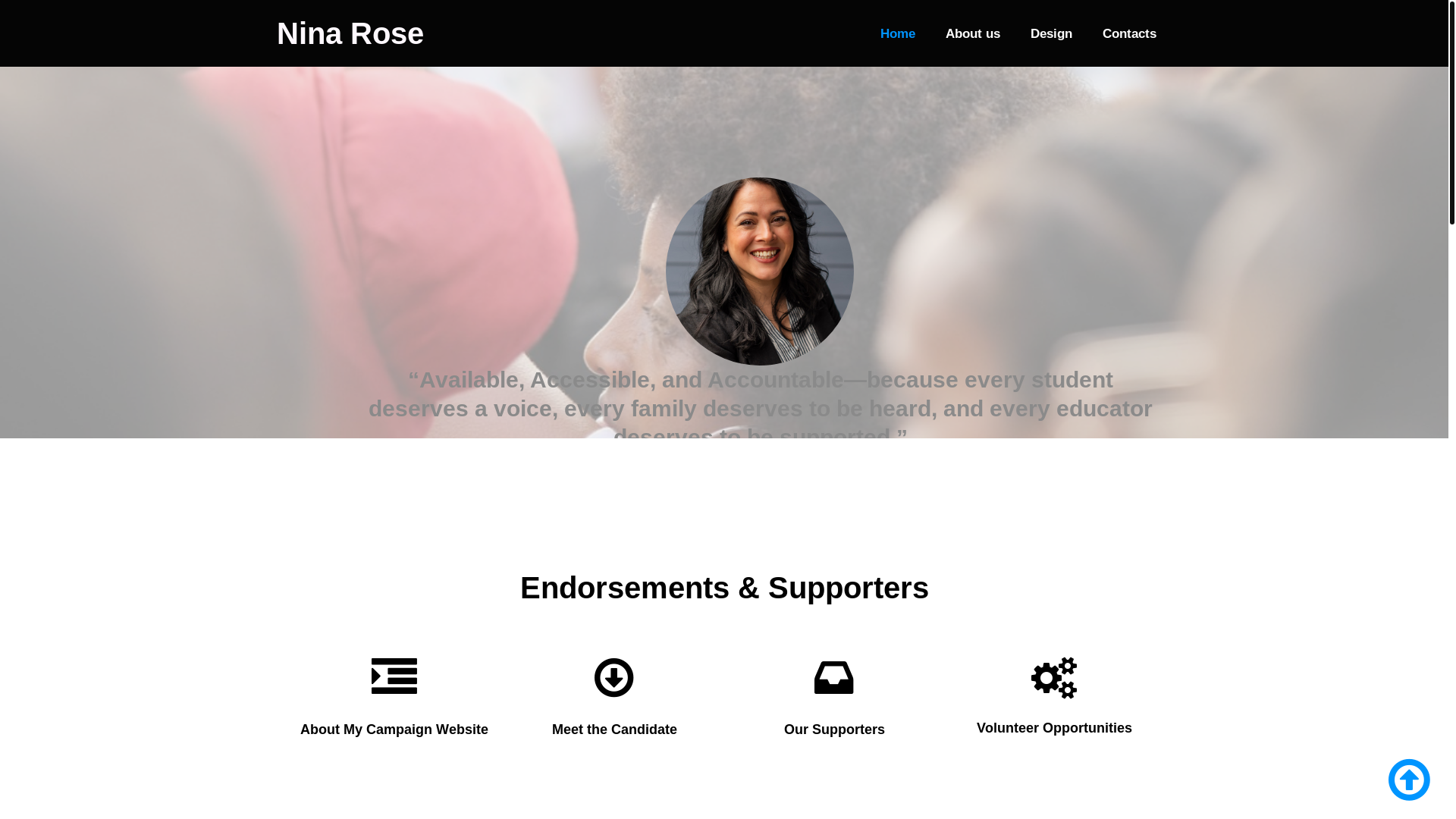 website screenshot of https://voteninarose.org/