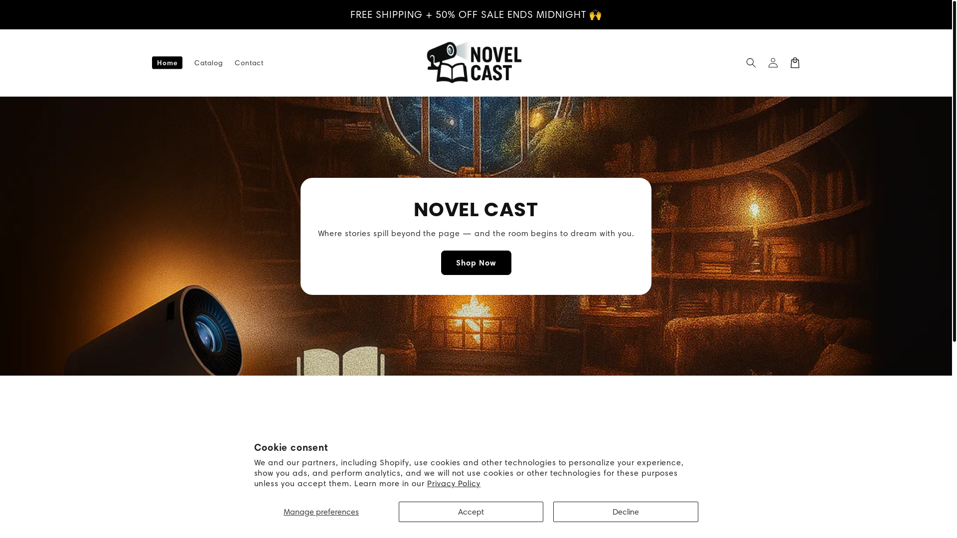 website screenshot of https://novelcastshop.com/