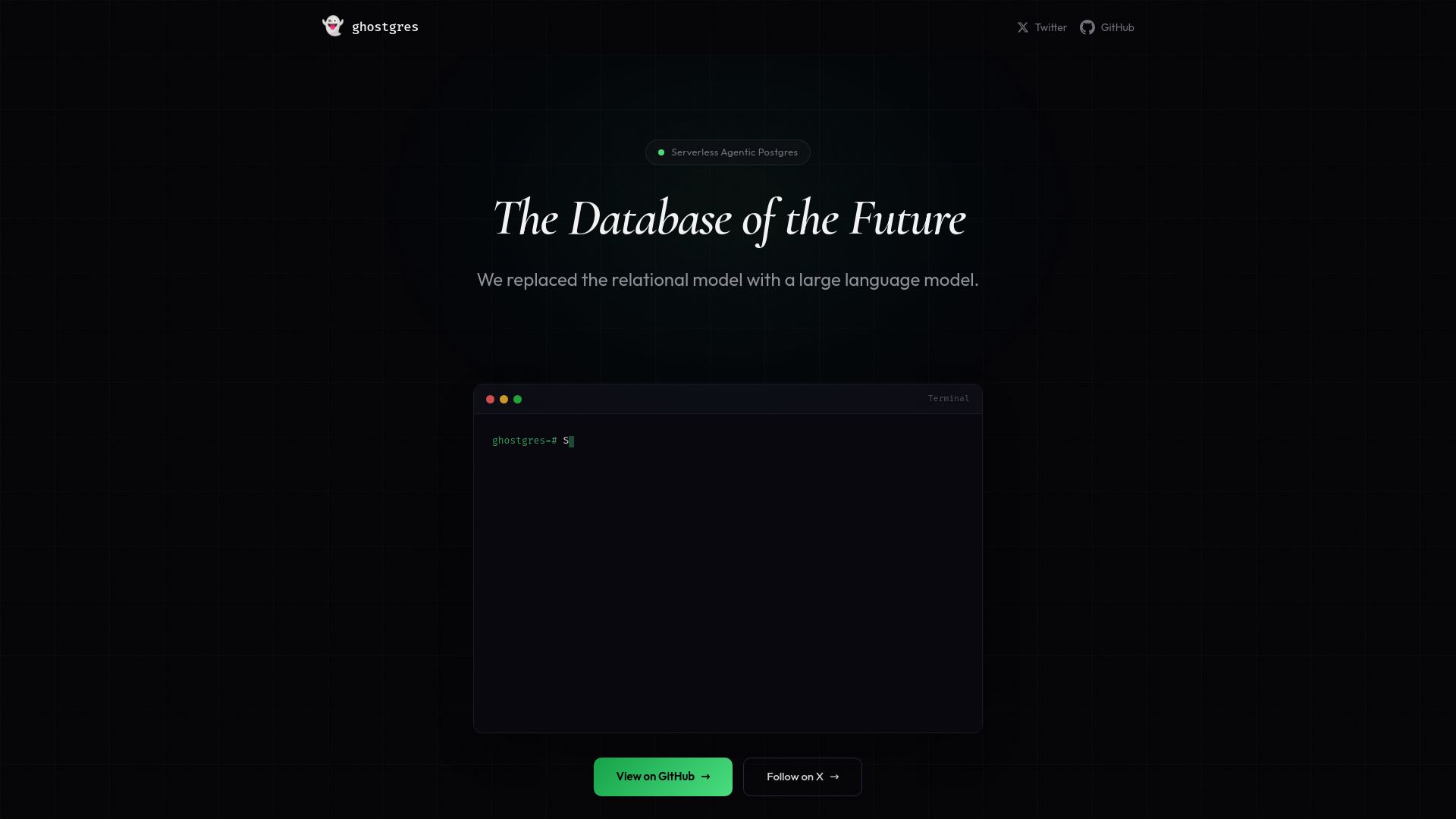 website screenshot of https://ghostgres.com