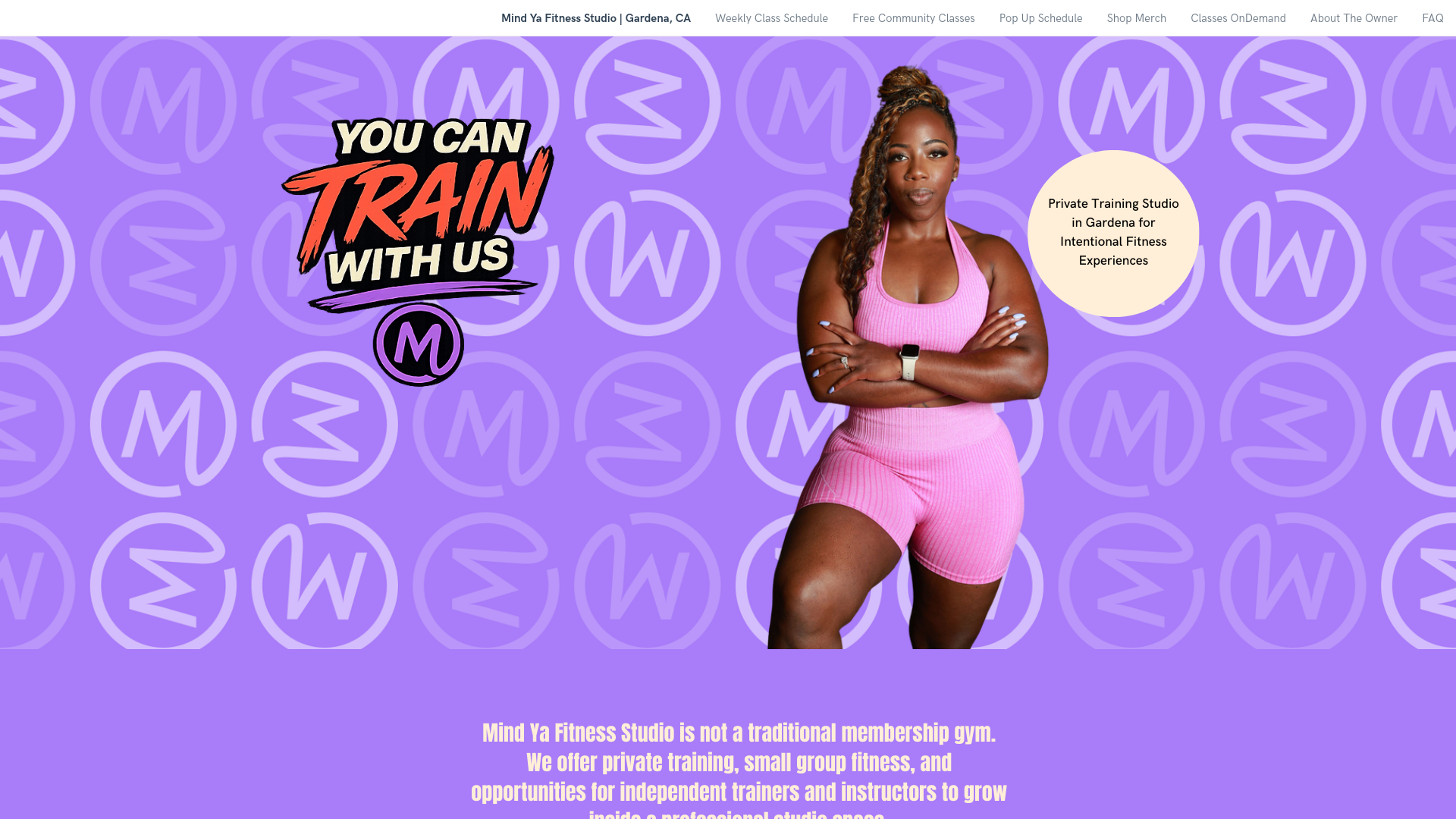 website screenshot of https://mindyafitnessstudio.com/