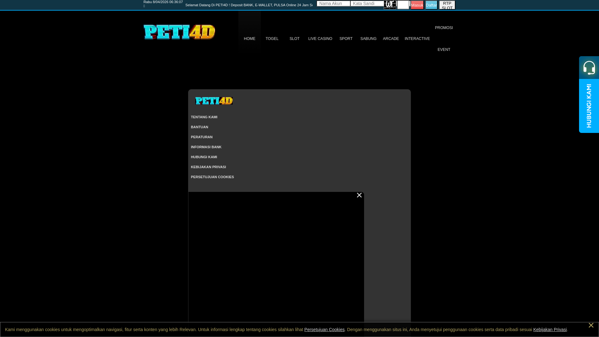 website screenshot of https://peti4d-login.pages.dev/
