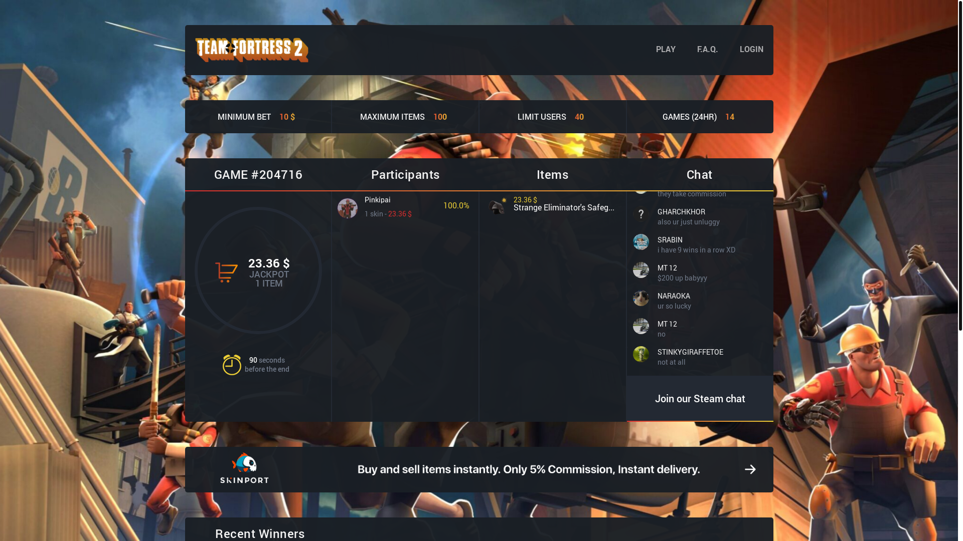 website screenshot of https://www.tf2headcase.com/