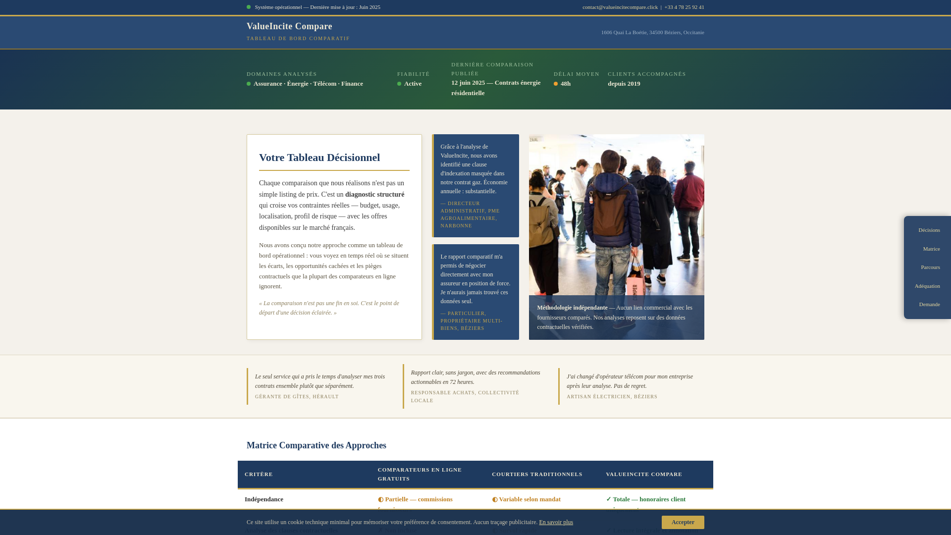 website screenshot of https://valueincitecompare.click/