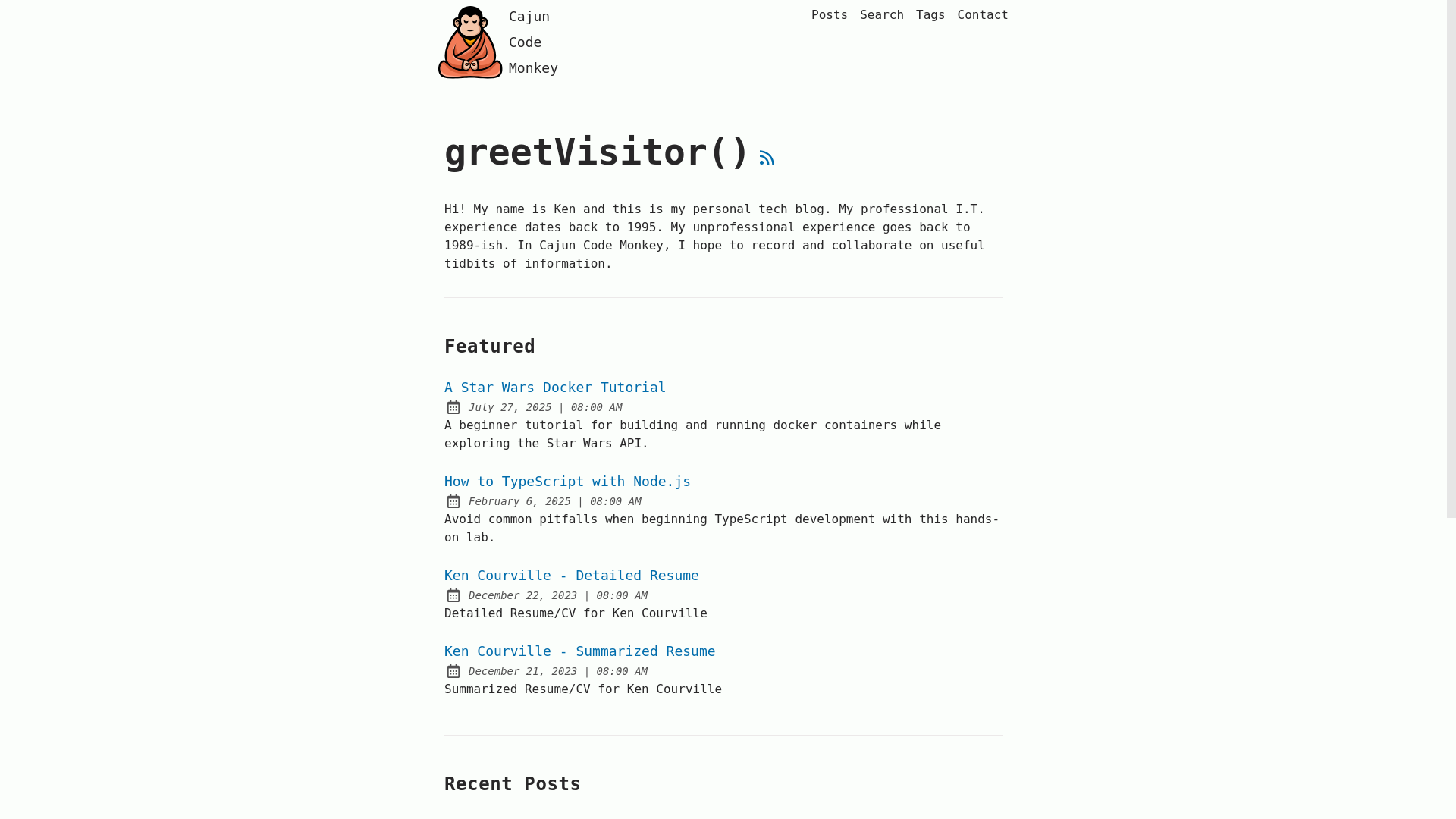 website screenshot of https://cajun-code-monkey.pages.dev/