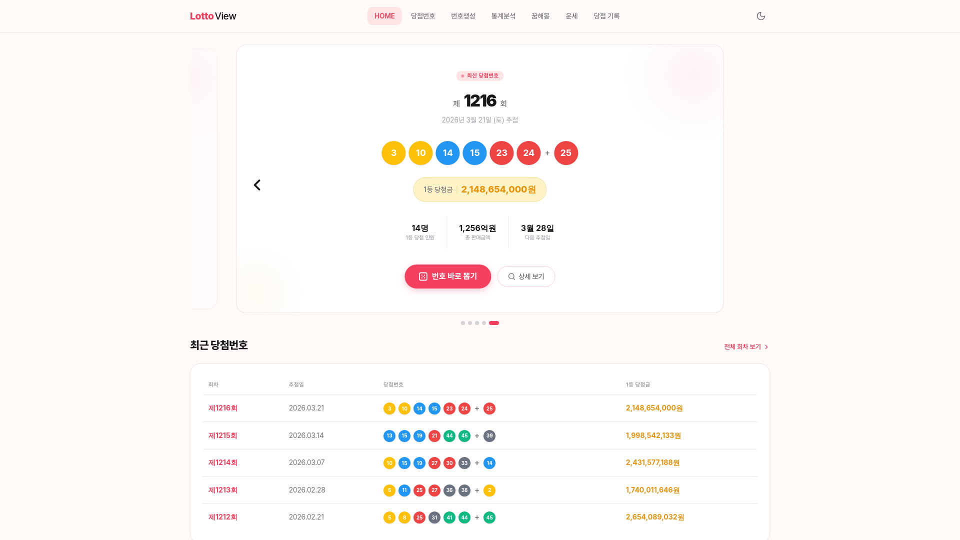 website screenshot of https://lotto-view.com/