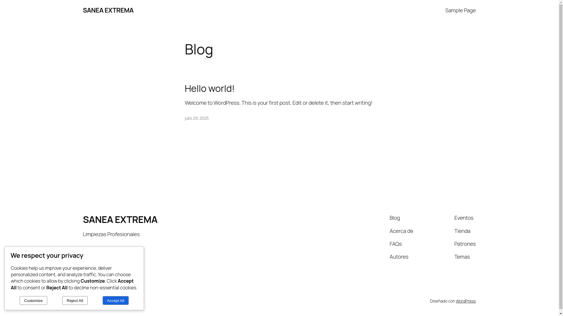 website screenshot of https://saneaextrema.es/