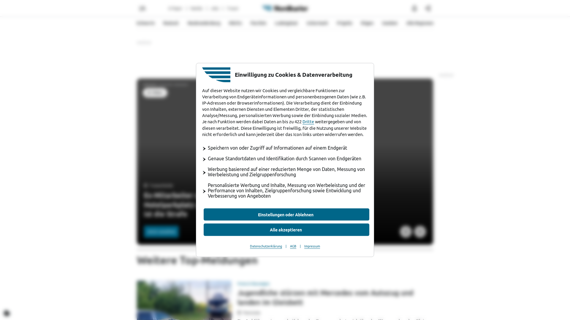 website screenshot of https://www.nordkurier.de/