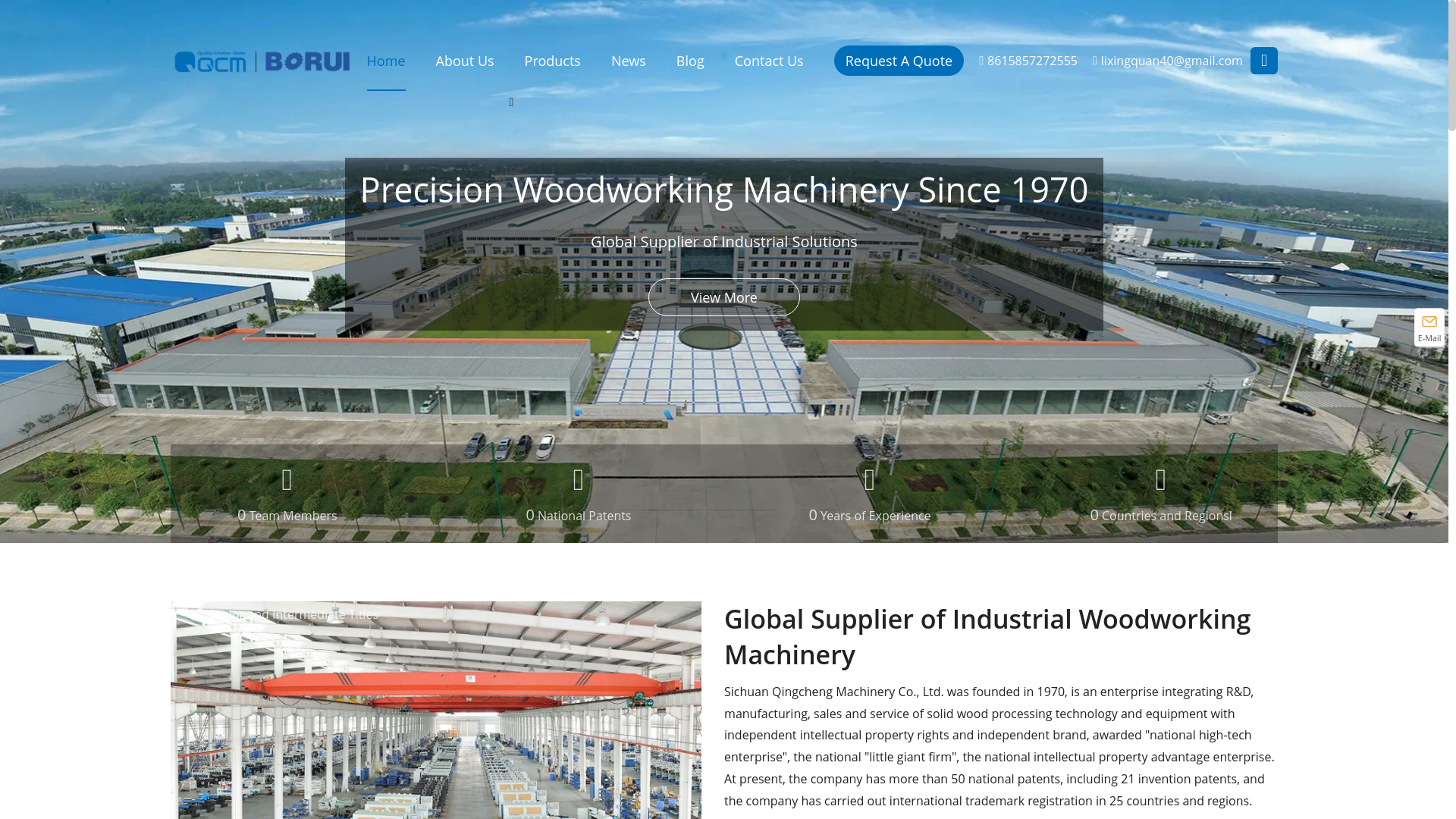 website screenshot of https://qingchengmachine.com/