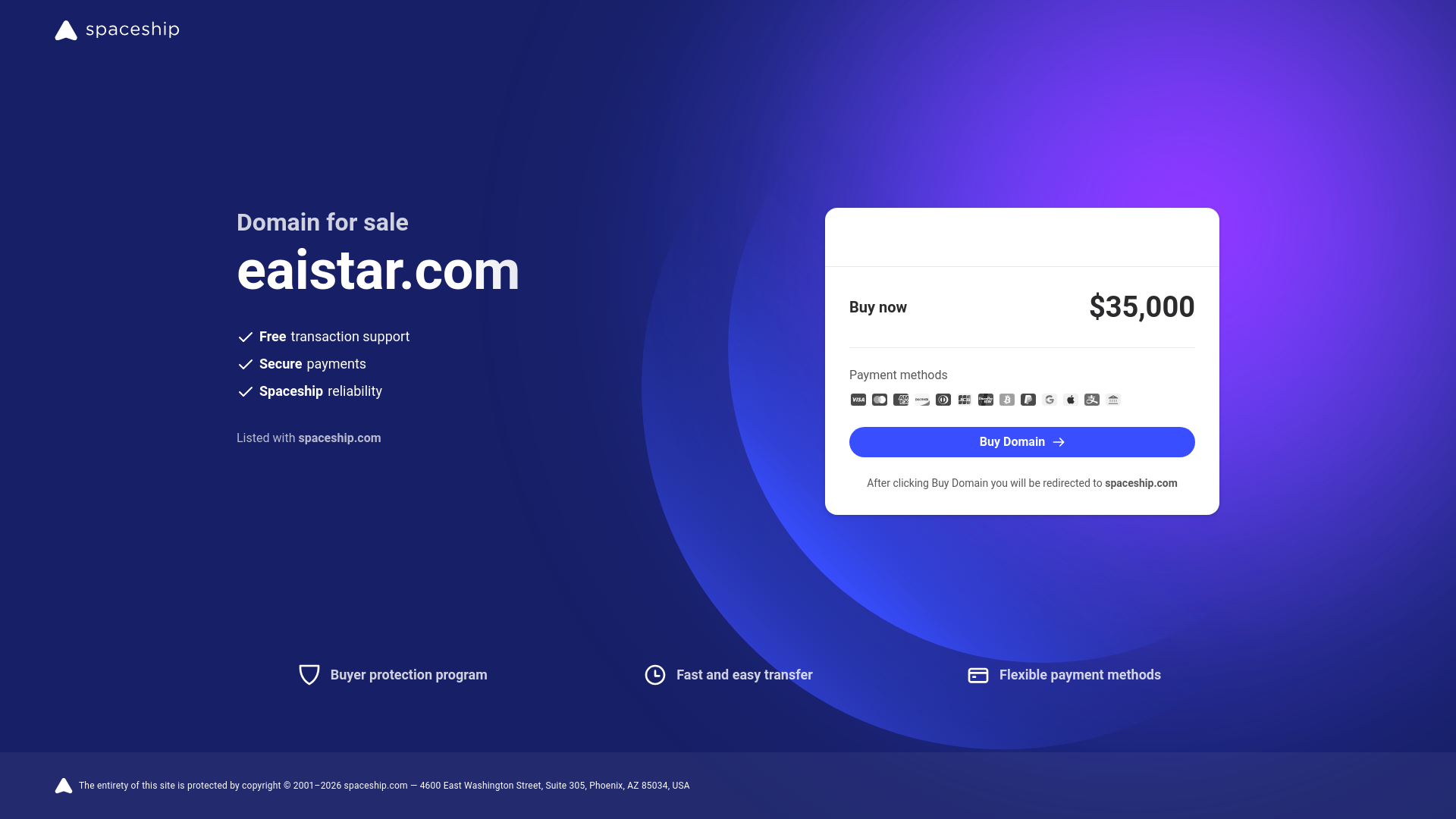 website screenshot of https://eaistar.com