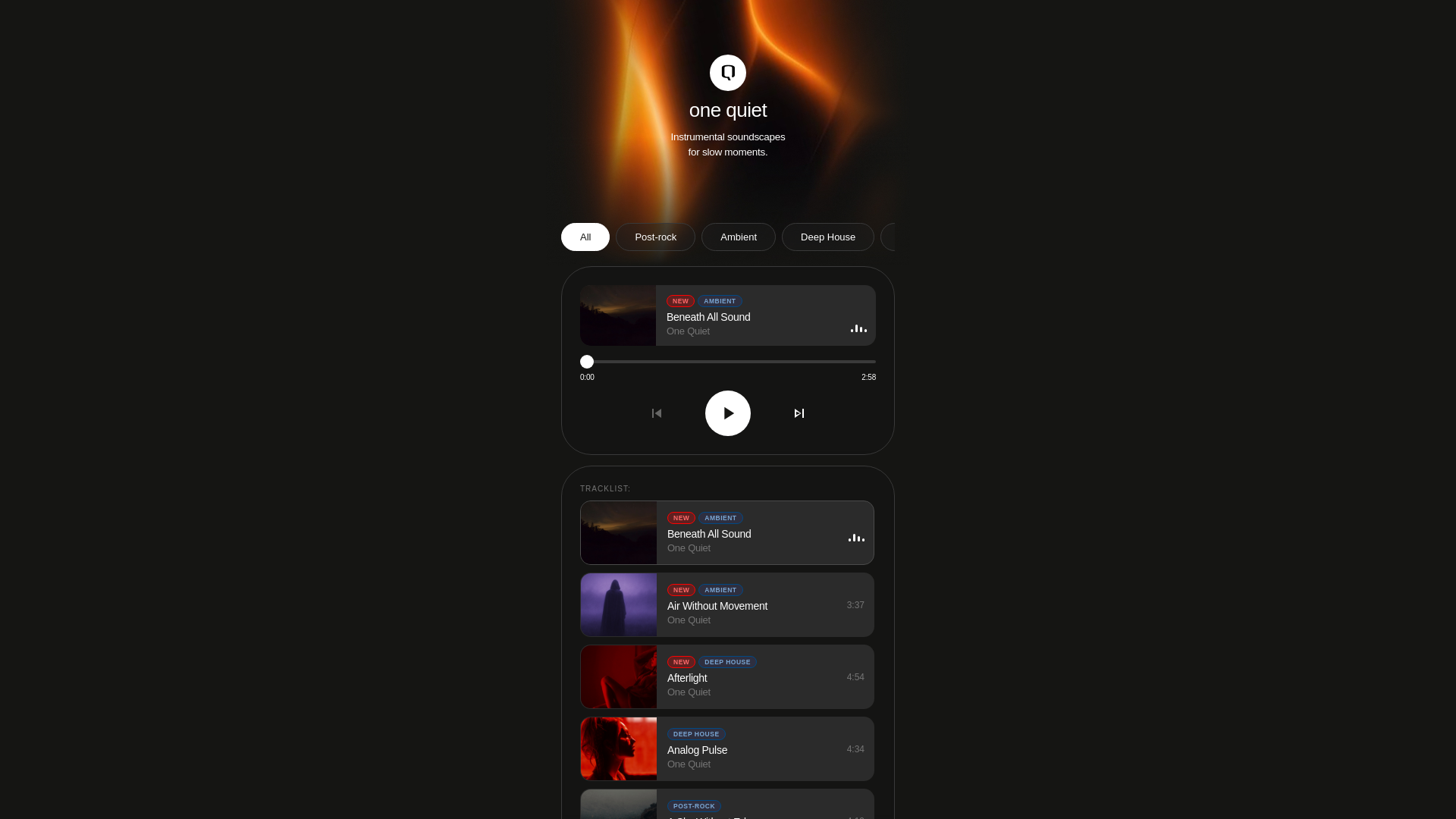 website screenshot of https://onequiet.pl