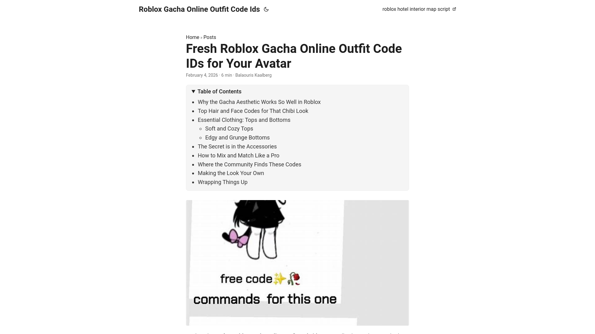 website screenshot of https://roblox-gacha-online-outfit-code-ids.pages.dev/